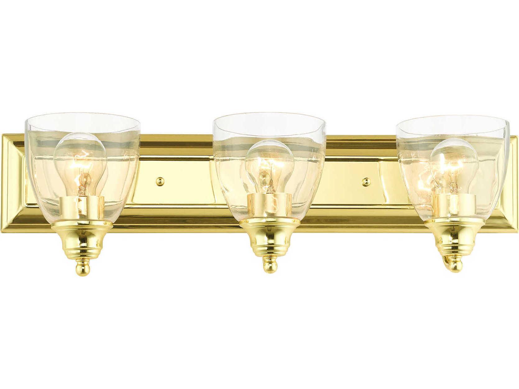 Livex Lighting Birmingham 3-Light Polished Brass Glass Vanity Light