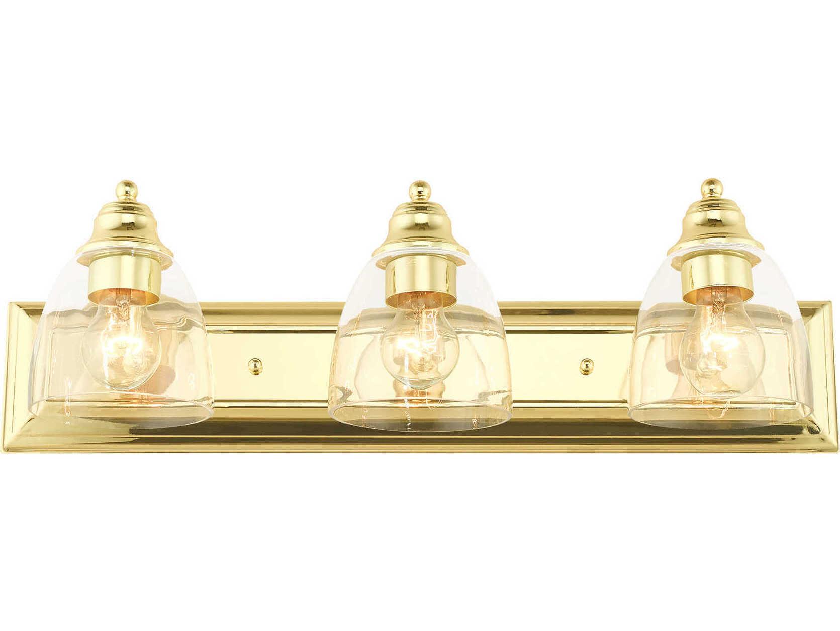 Livex Lighting Birmingham 3-Light Polished Brass Glass Vanity Light