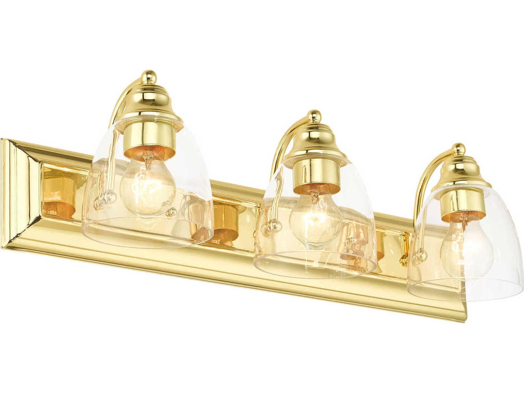 Livex Lighting Birmingham 3-Light Polished Brass Glass Vanity Light
