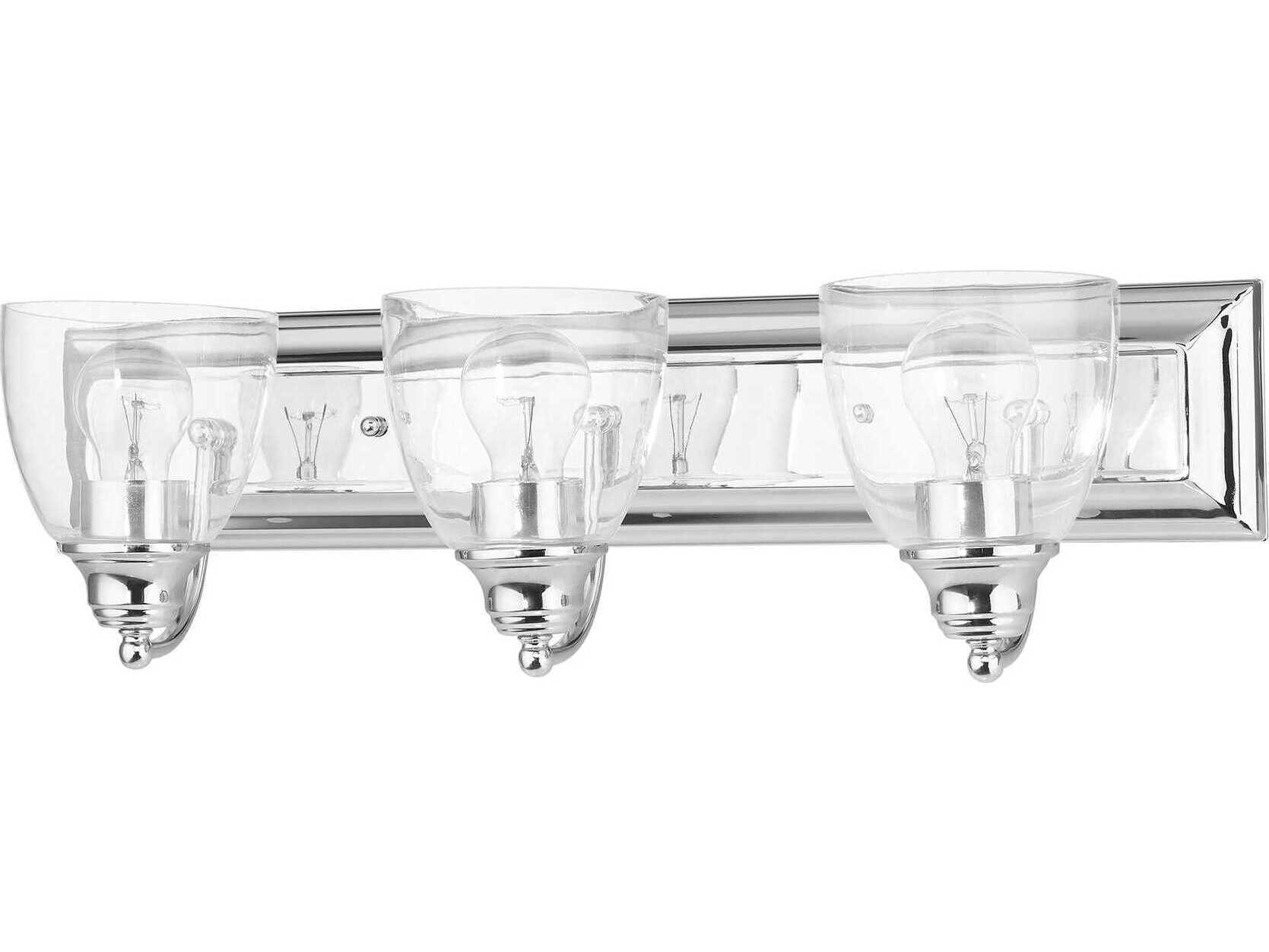 Livex Lighting Birmingham 3-Light Polished Chrome Glass Vanity Light