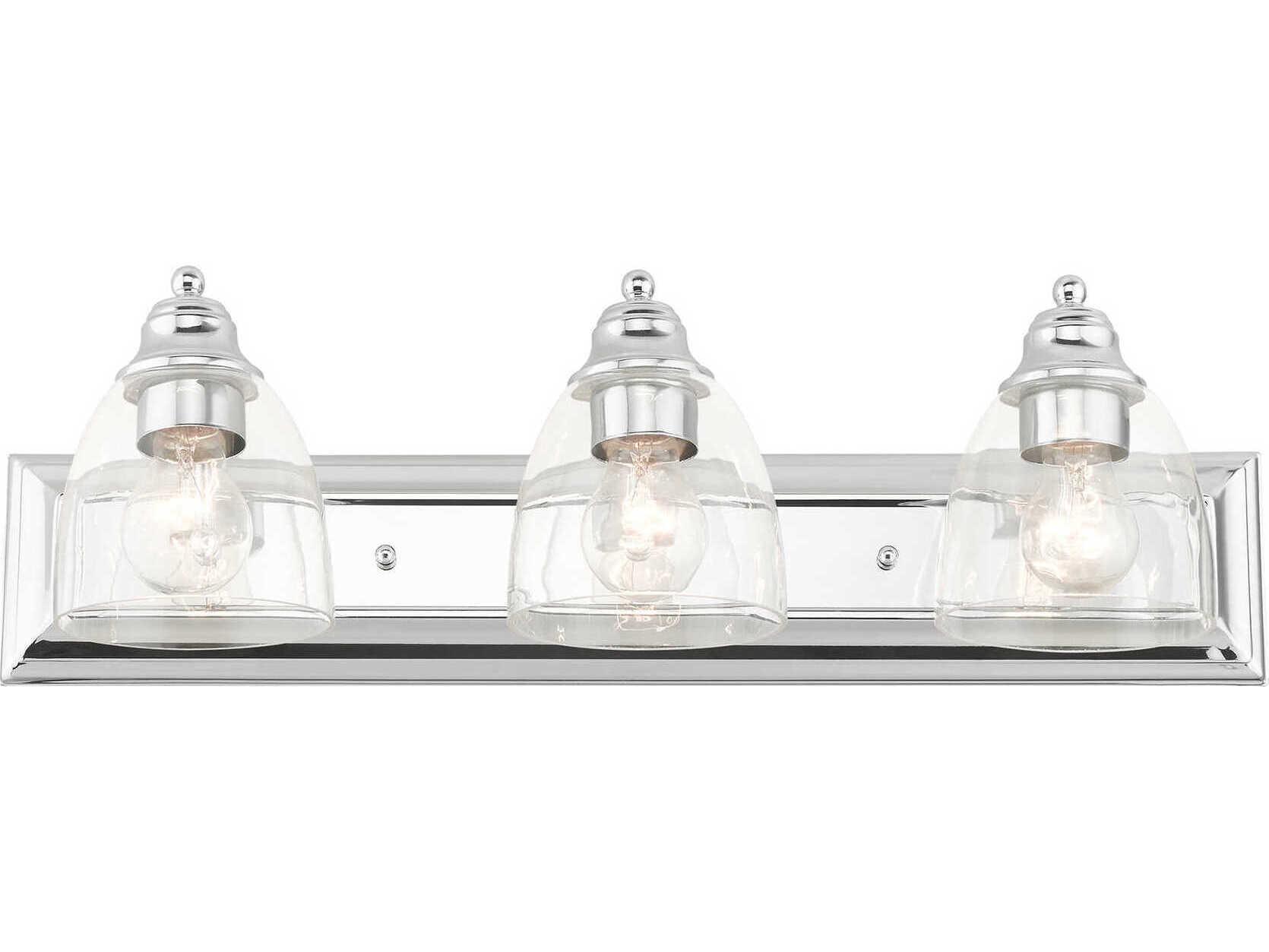 Livex Lighting Birmingham 3-Light Polished Chrome Glass Vanity Light