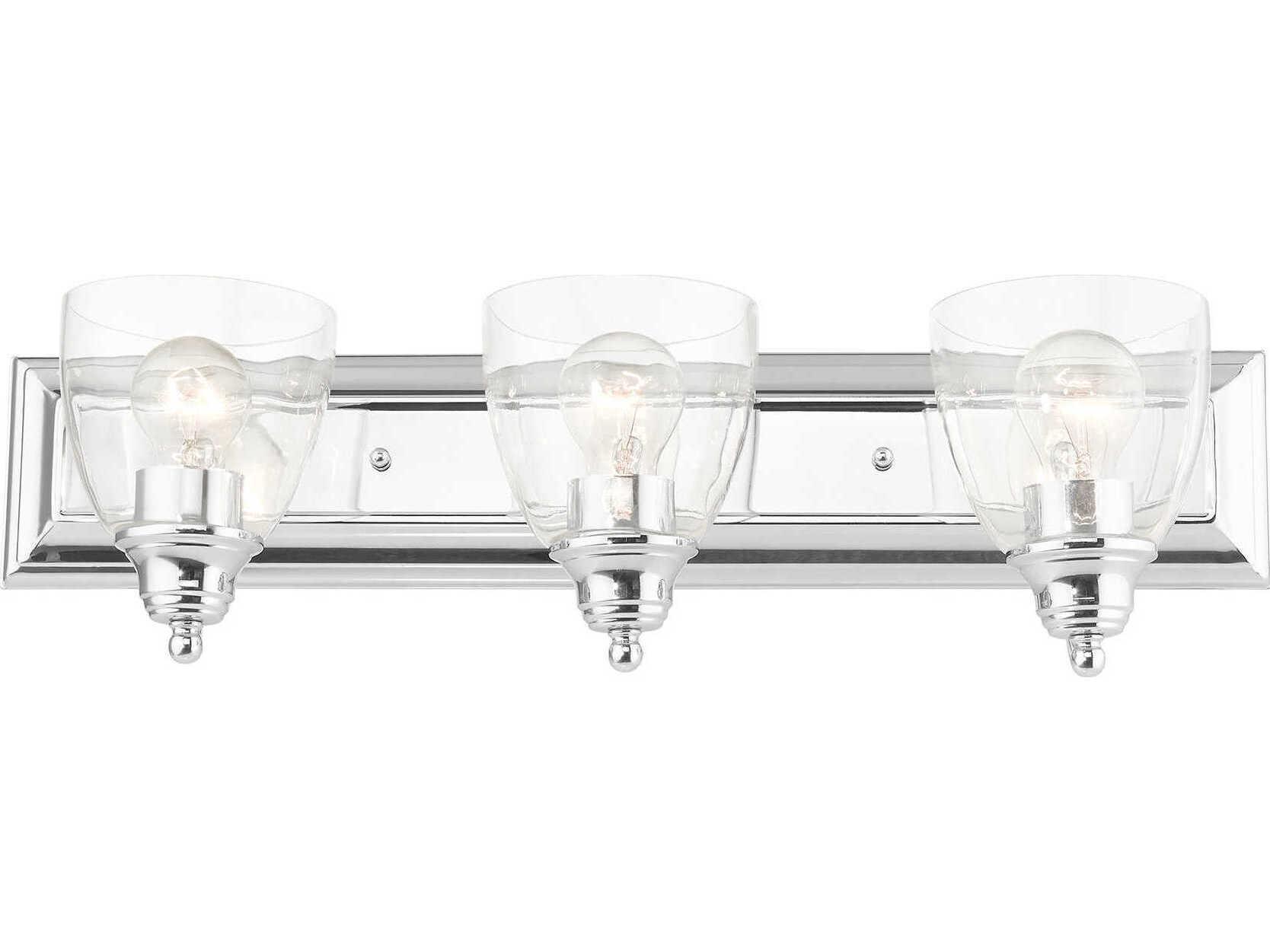 Livex Lighting Birmingham 3-Light Polished Chrome Glass Vanity Light
