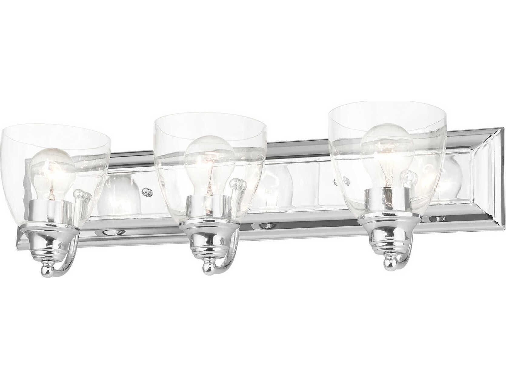 Livex Lighting Birmingham 3-Light Polished Chrome Glass Vanity Light