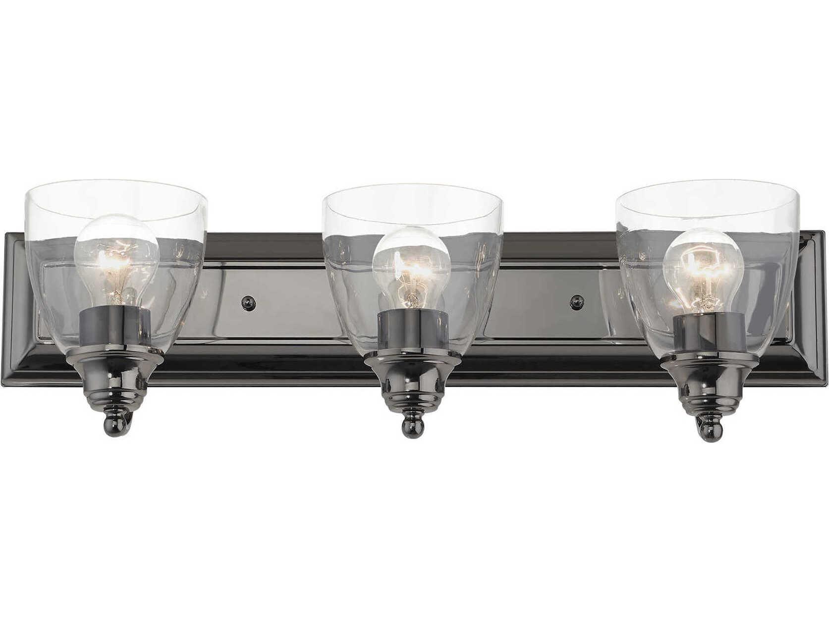 Livex Lighting Birmingham 3-Light Black Chrome Glass Vanity Light