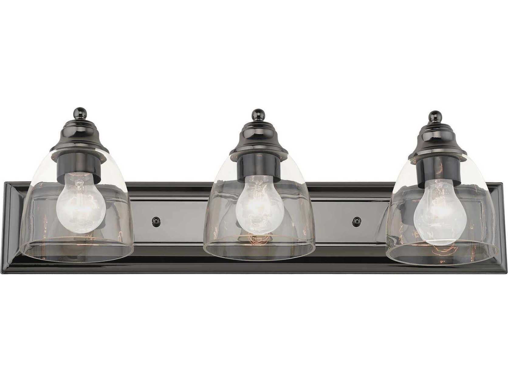 Livex Lighting Birmingham 3-Light Black Chrome Glass Vanity Light