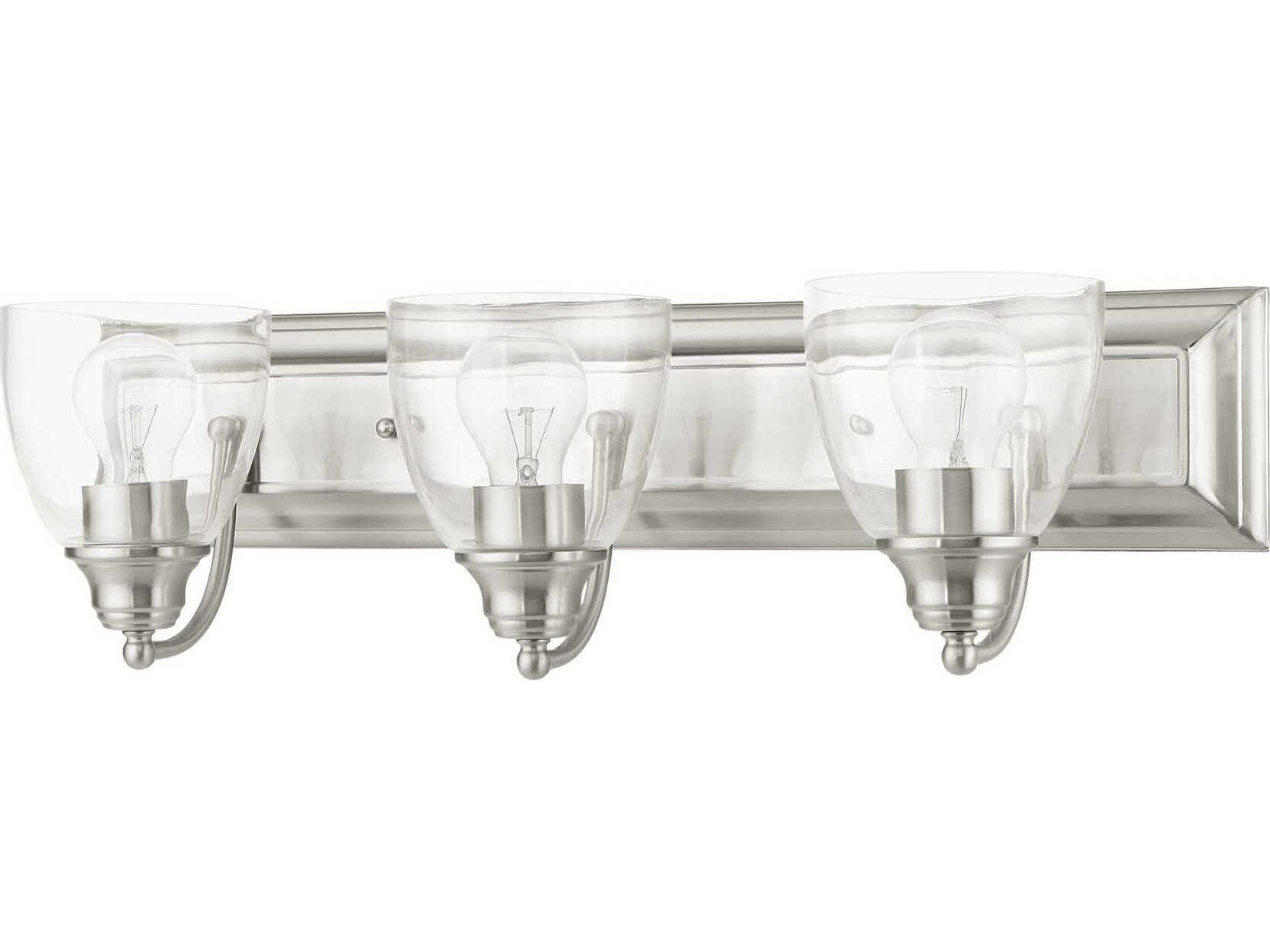Livex Lighting Birmingham 3-Light Brushed Nickel Glass Vanity Light