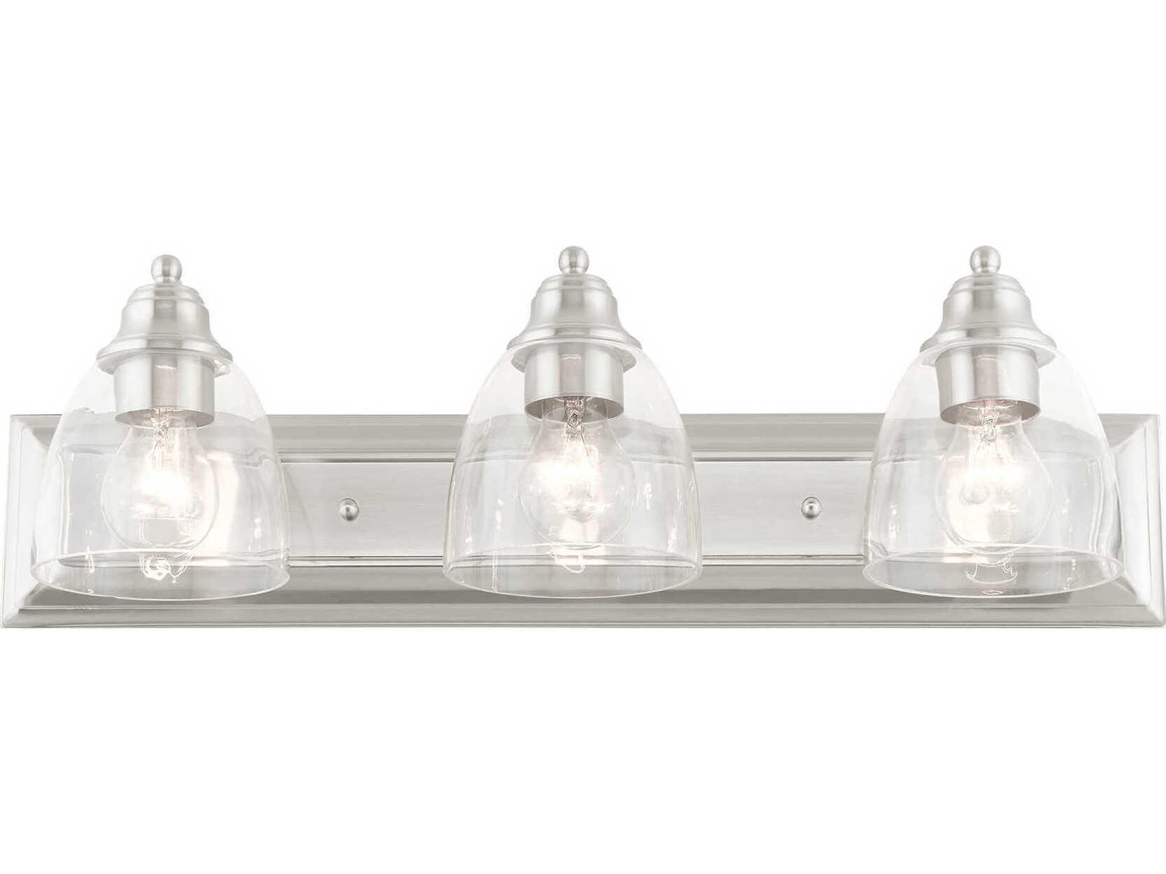 Livex Lighting Birmingham 3-Light Brushed Nickel Glass Vanity Light