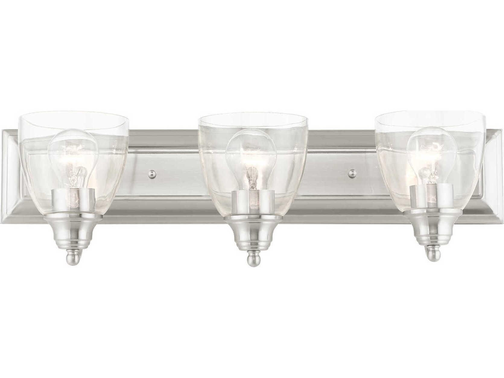 Livex Lighting Birmingham 3-Light Brushed Nickel Glass Vanity Light