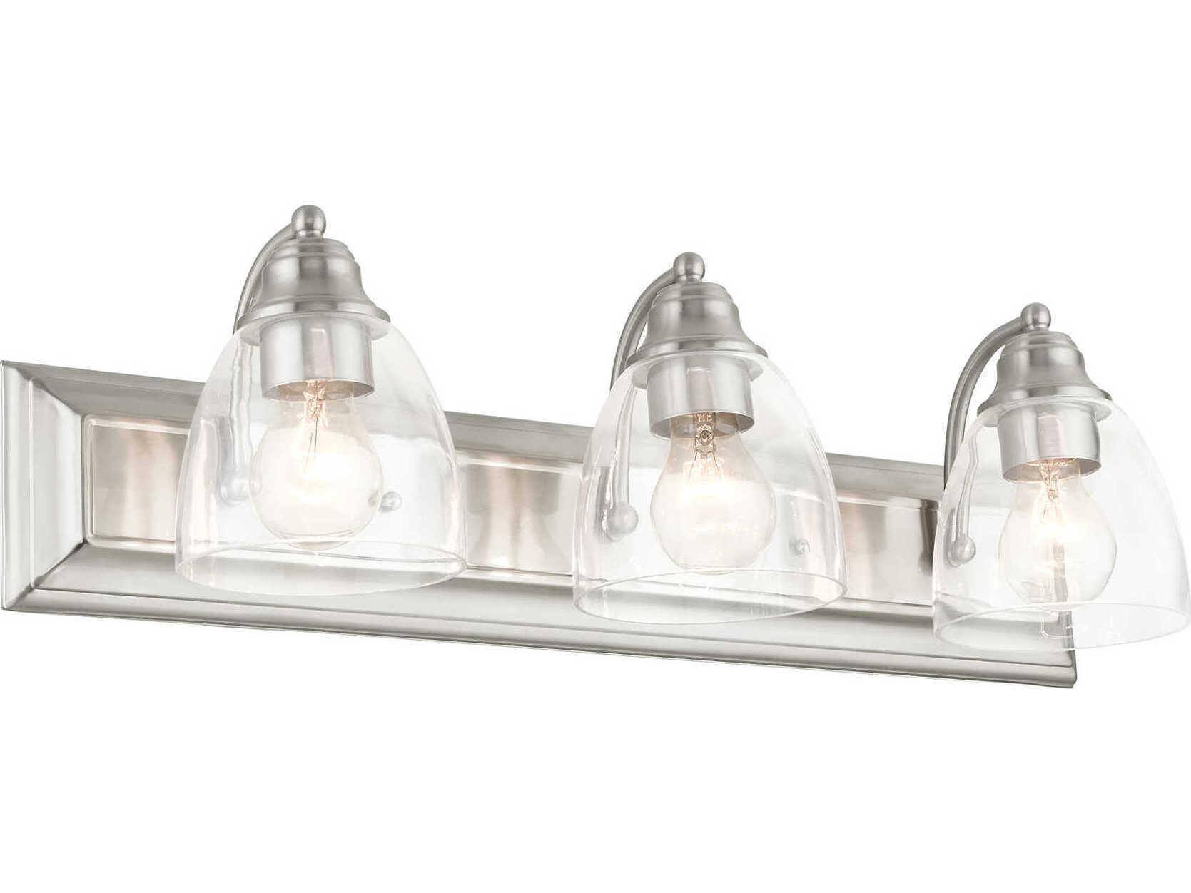 Livex Lighting Birmingham 3-Light Brushed Nickel Glass Vanity Light