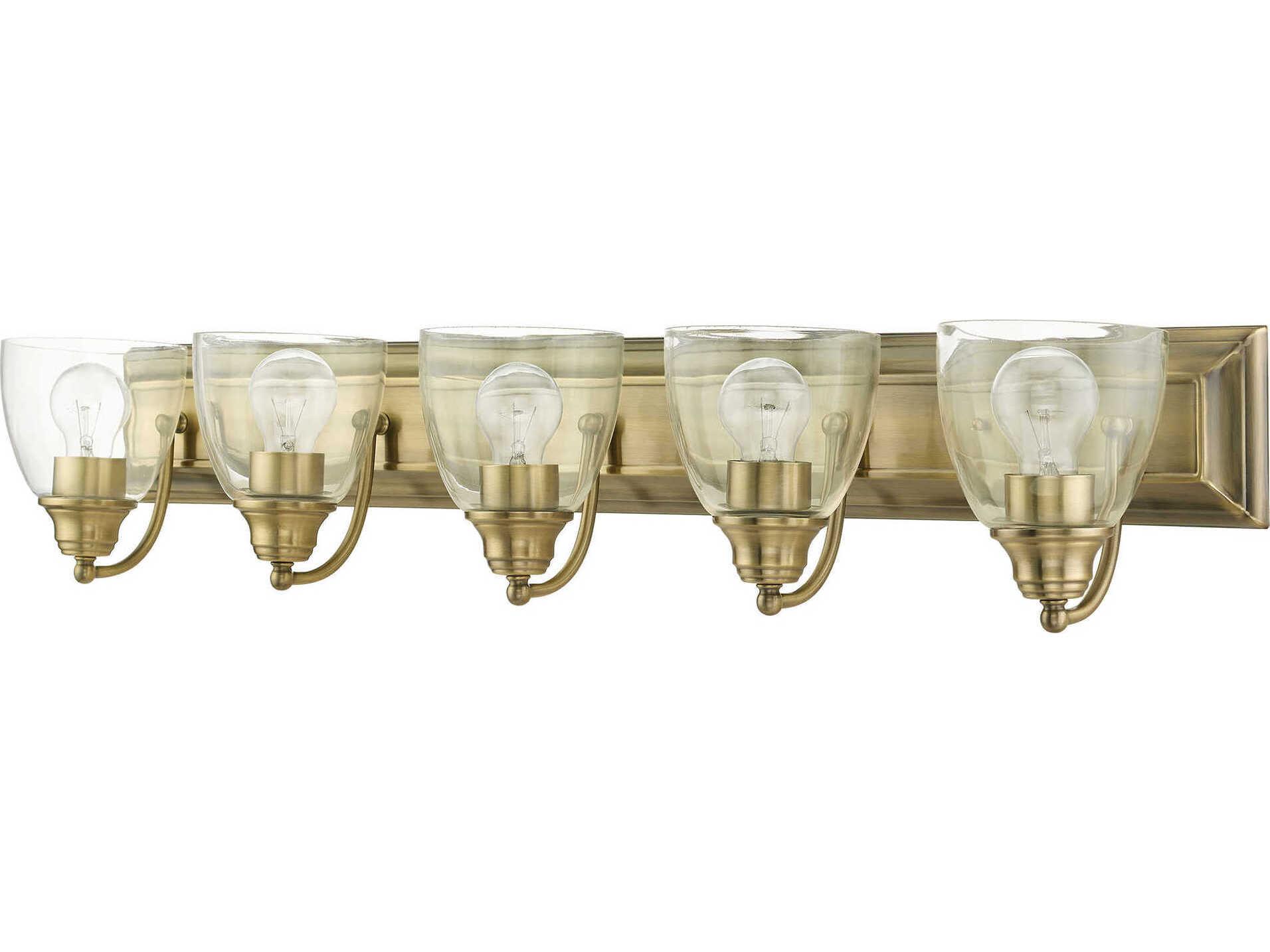 Livex Lighting Birmingham 5-Light Antique Brass Glass Vanity Light