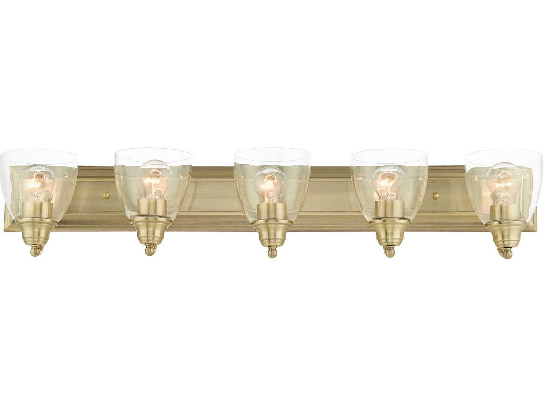 Livex Lighting Birmingham 5-Light Antique Brass Glass Vanity Light