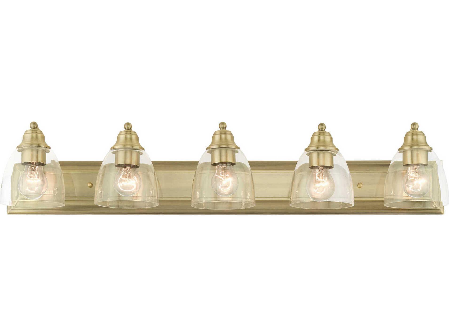 Livex Lighting Birmingham 5-Light Antique Brass Glass Vanity Light