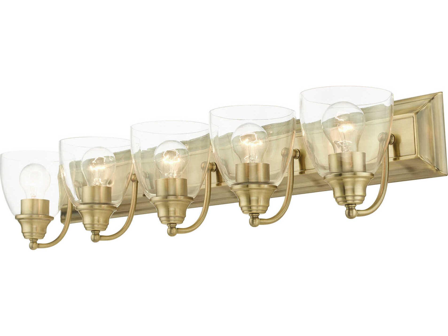 Livex Lighting Birmingham 5-Light Antique Brass Glass Vanity Light