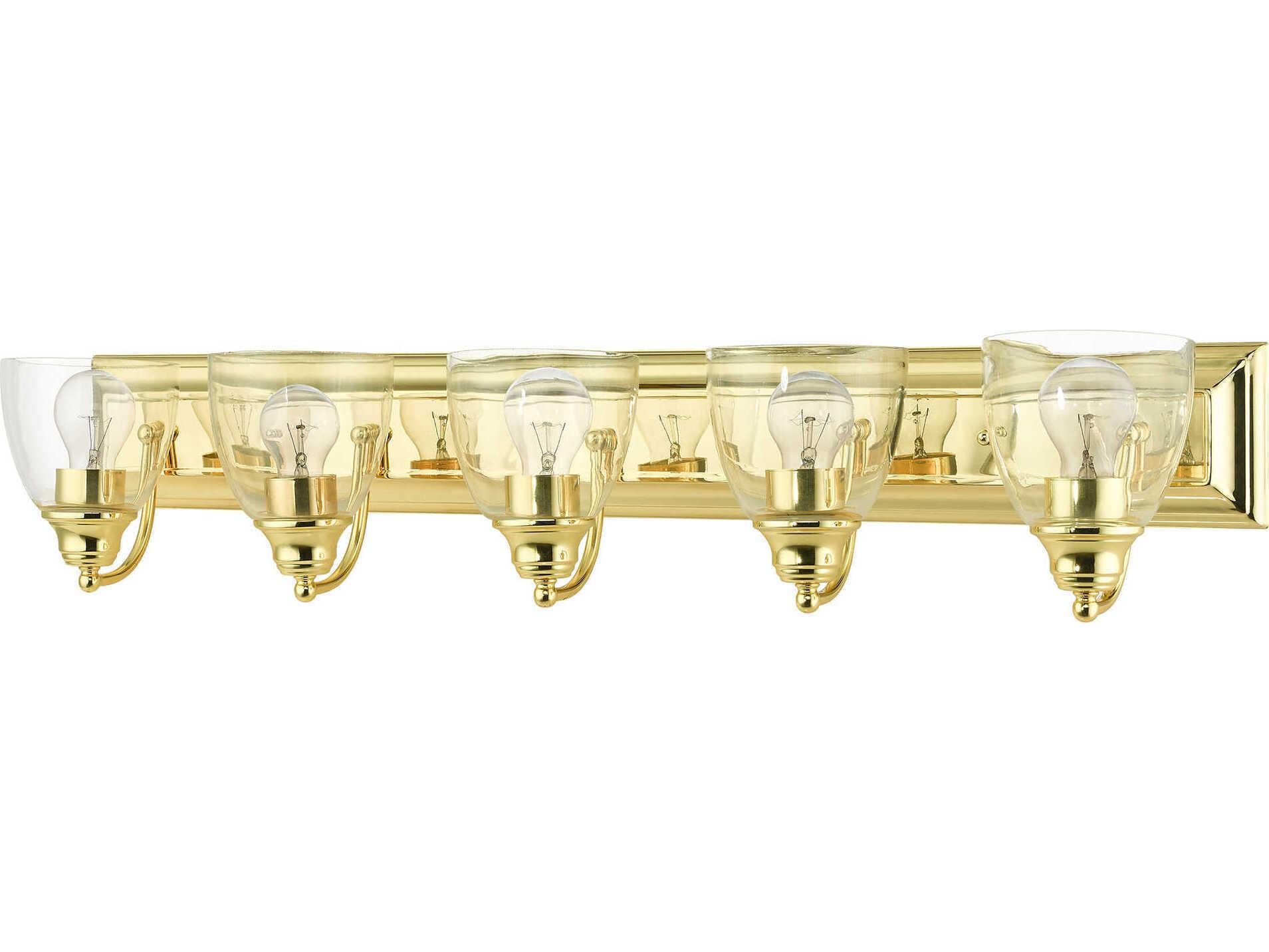 Livex Lighting Birmingham 5-Light Polished Brass Glass Vanity Light