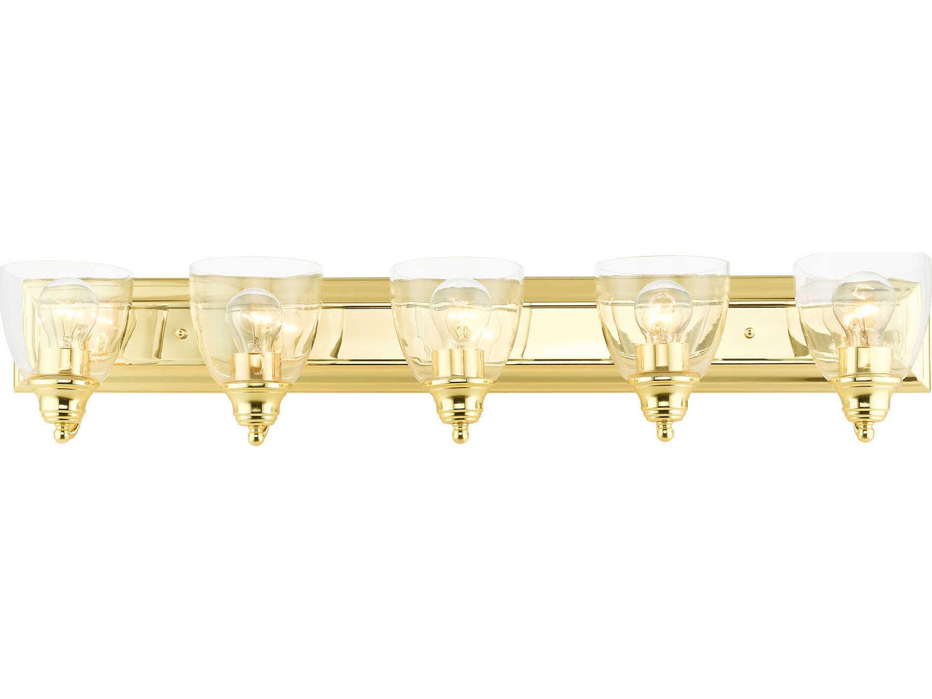 Livex Lighting Birmingham 5-Light Polished Brass Glass Vanity Light
