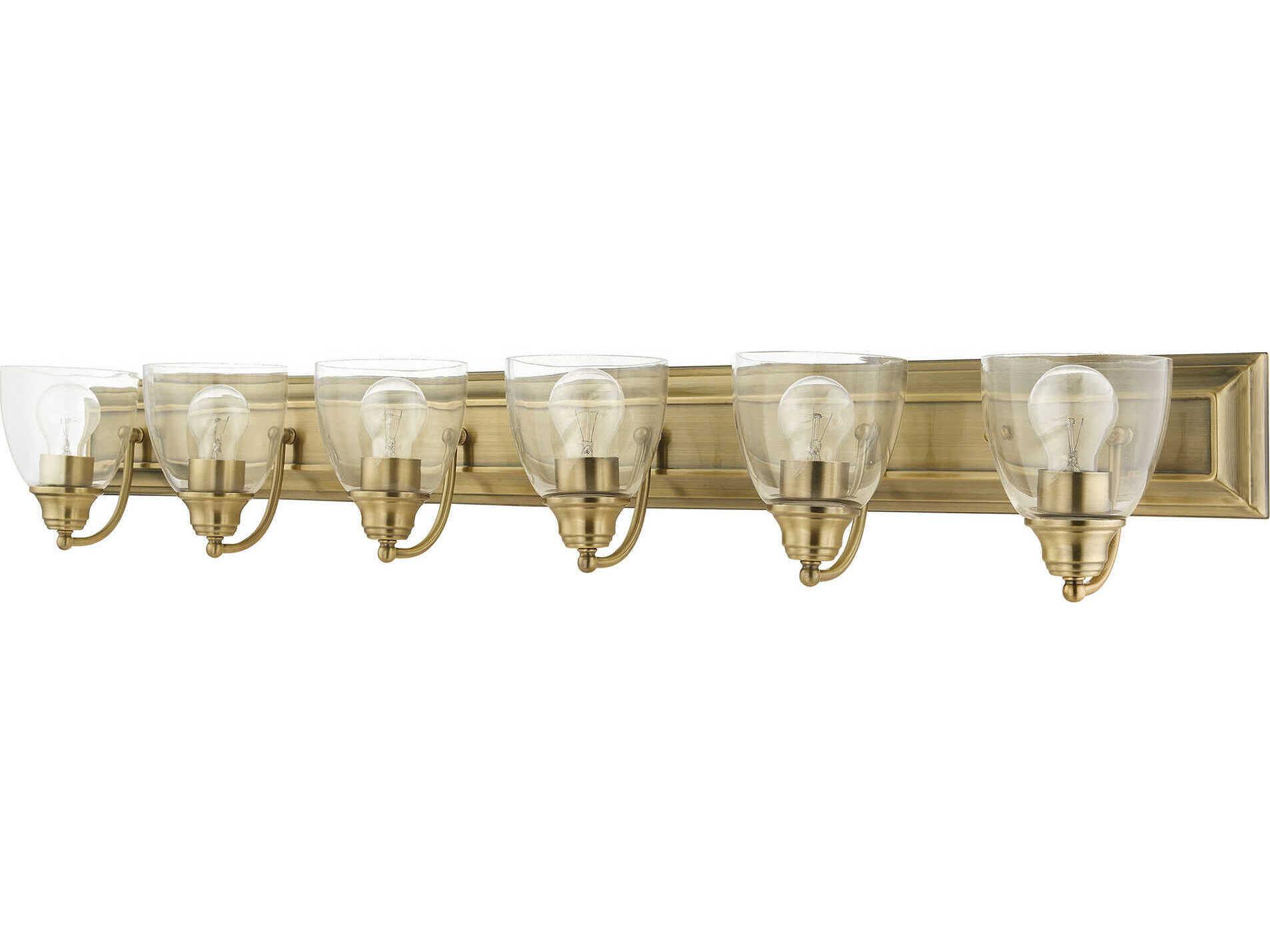 Livex Lighting Birmingham 6-Light Antique Brass Clear Glass Vanity Light