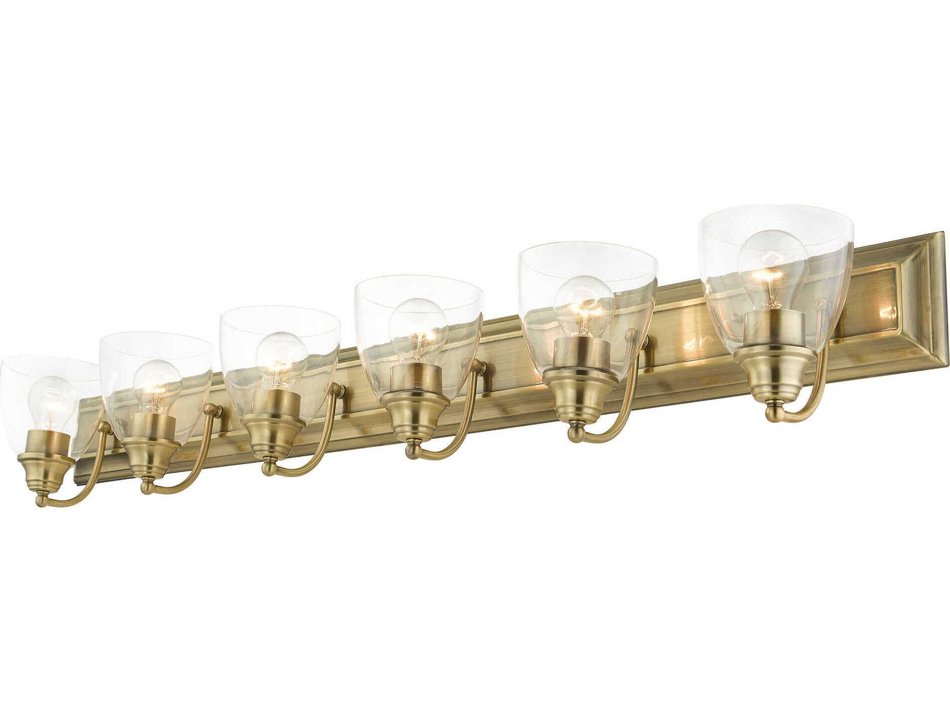 Livex Lighting Birmingham 6-Light Antique Brass Clear Glass Vanity Light