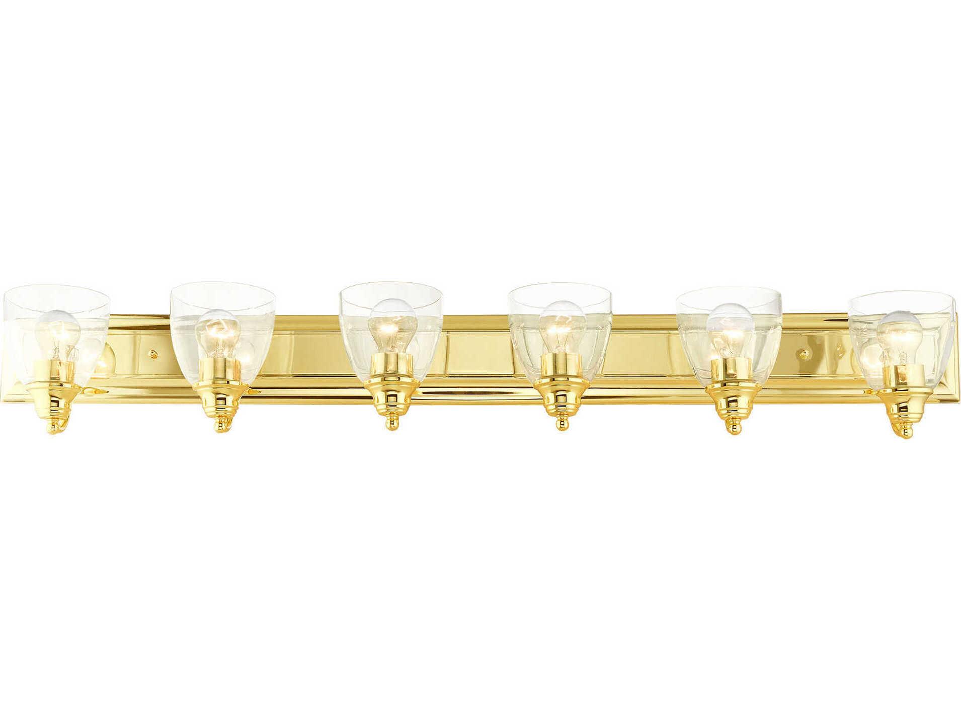 Livex Lighting Birmingham 6-Light Polished Brass Clear Glass Vanity Light