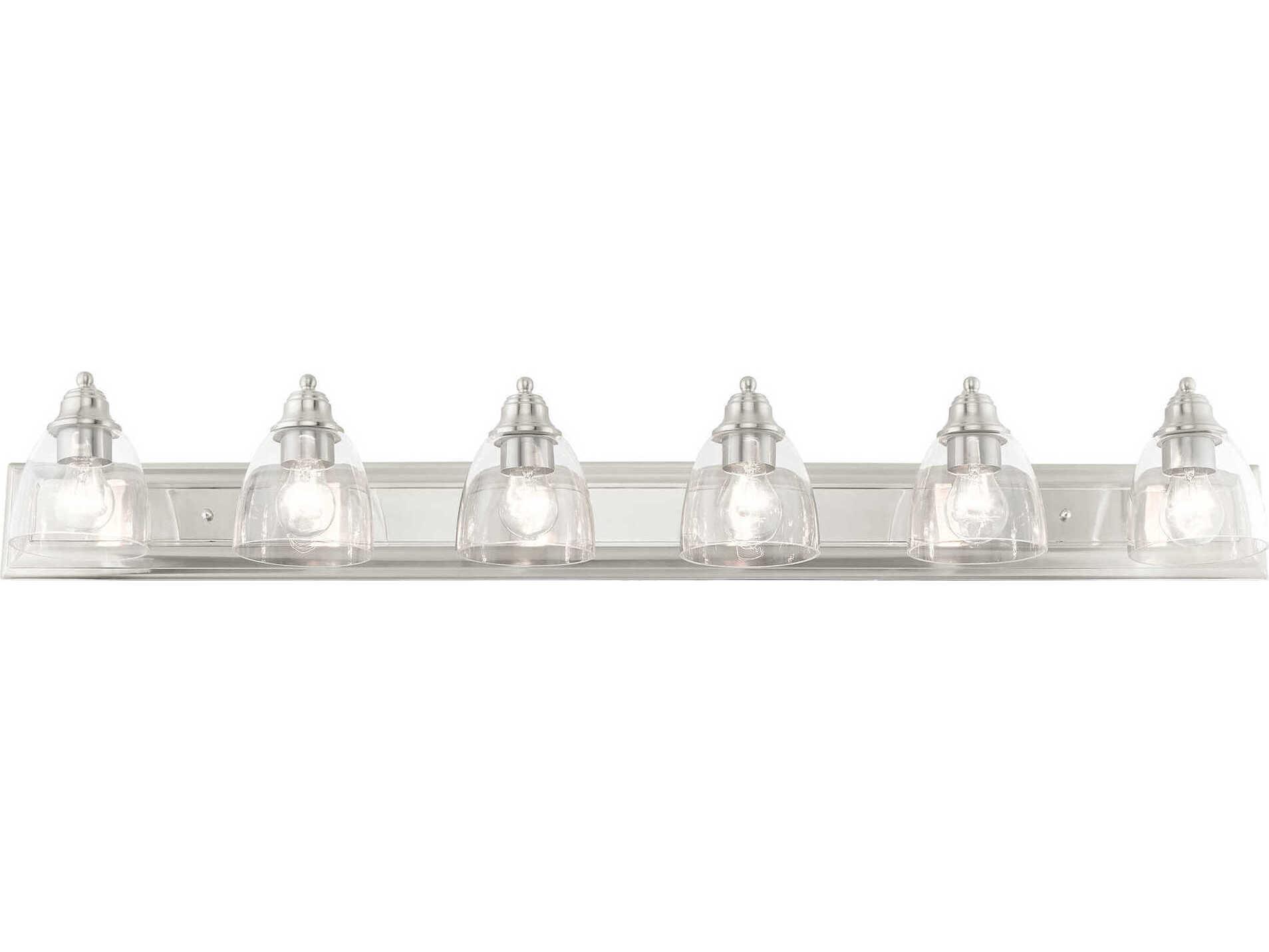 Livex Lighting Birmingham 6-Light Brushed Nickel Clear Glass Vanity Light