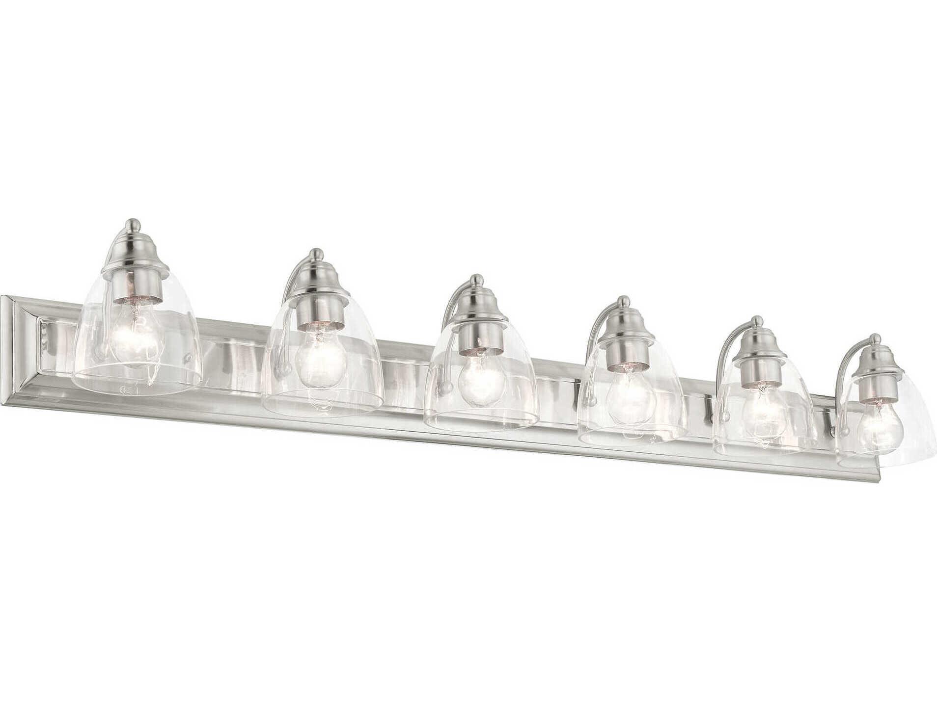 Livex Lighting Birmingham 6-Light Brushed Nickel Clear Glass Vanity Light