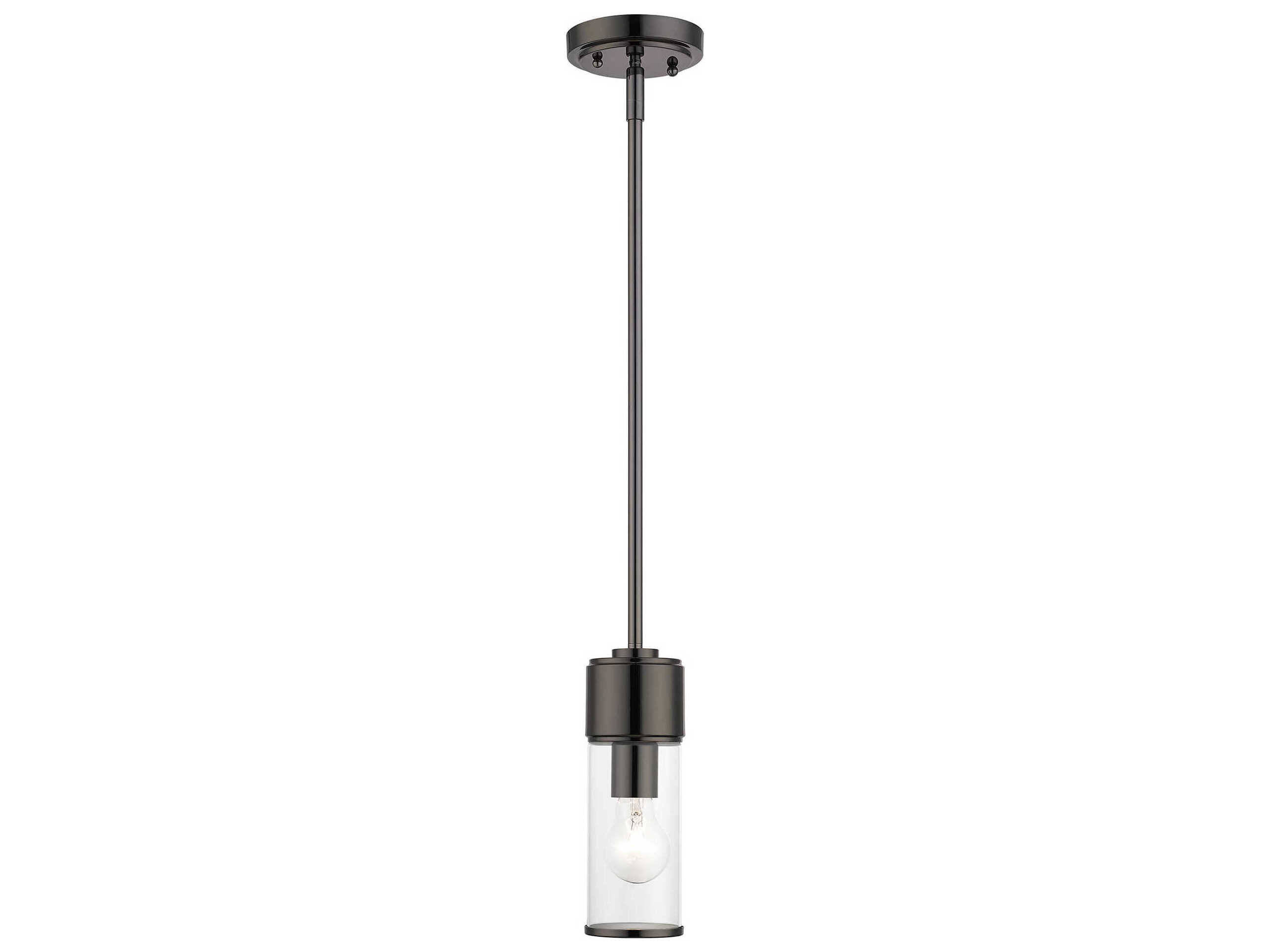 Livex Lighting Quincy 1-Light Black Chrome Glass Cylinder Mini Pendant