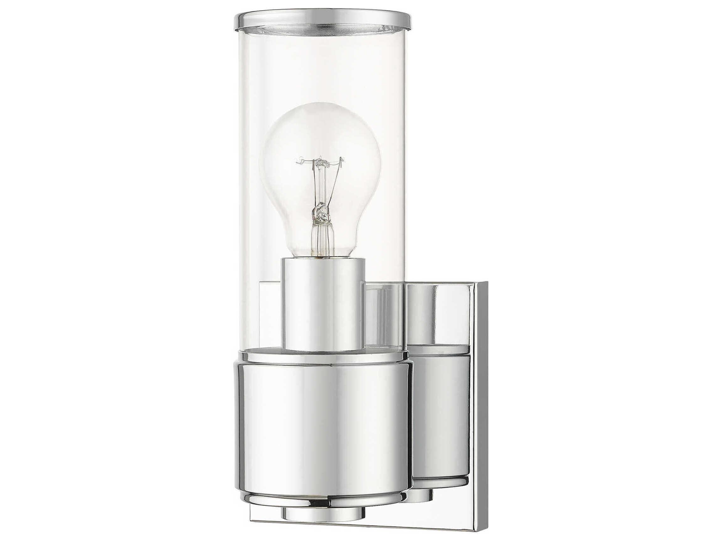 Livex Lighting Quincy 1-Light Polished Chrome Glass Wall Sconce