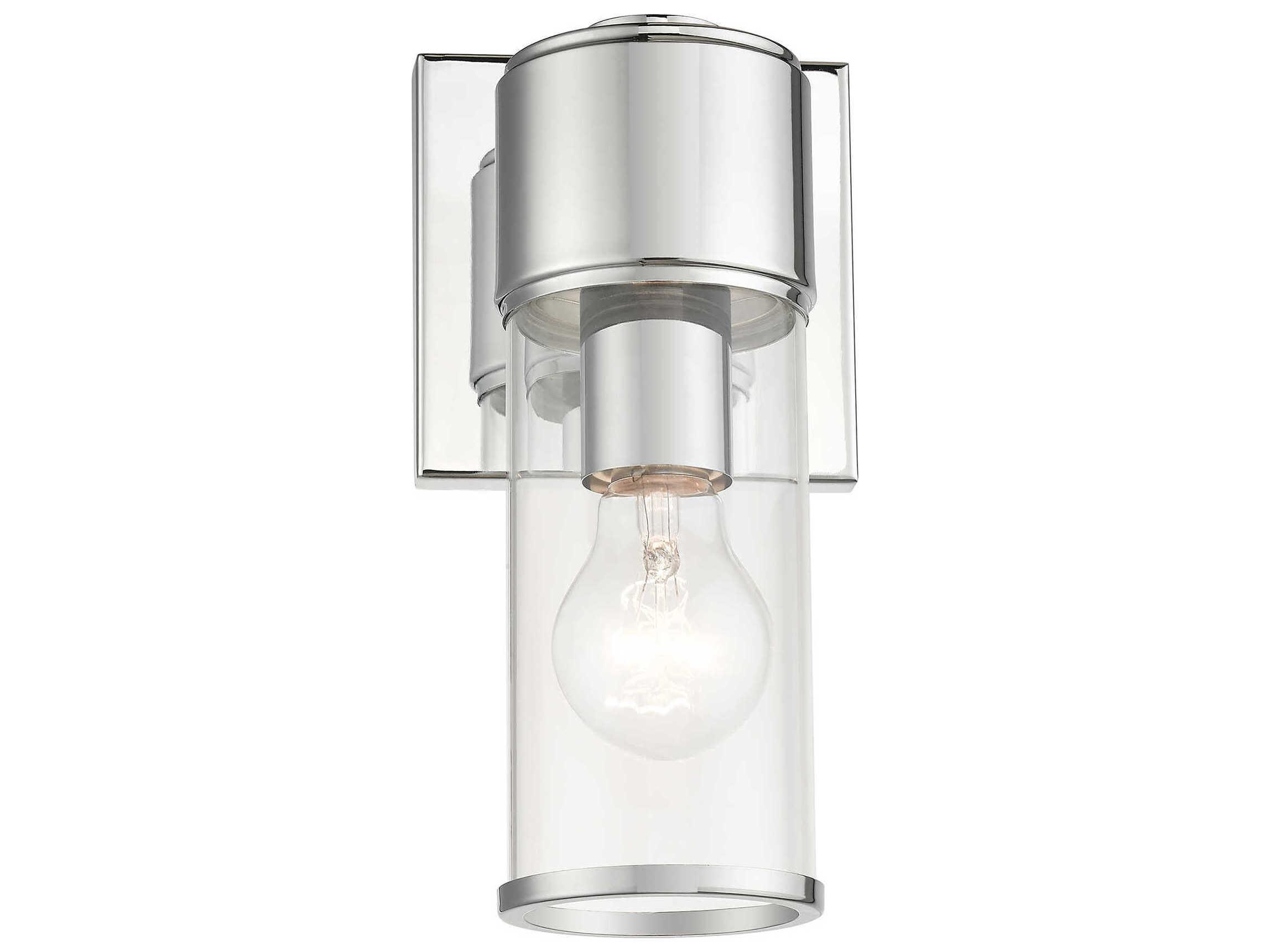 Livex Lighting Quincy 1-Light Polished Chrome Glass Wall Sconce