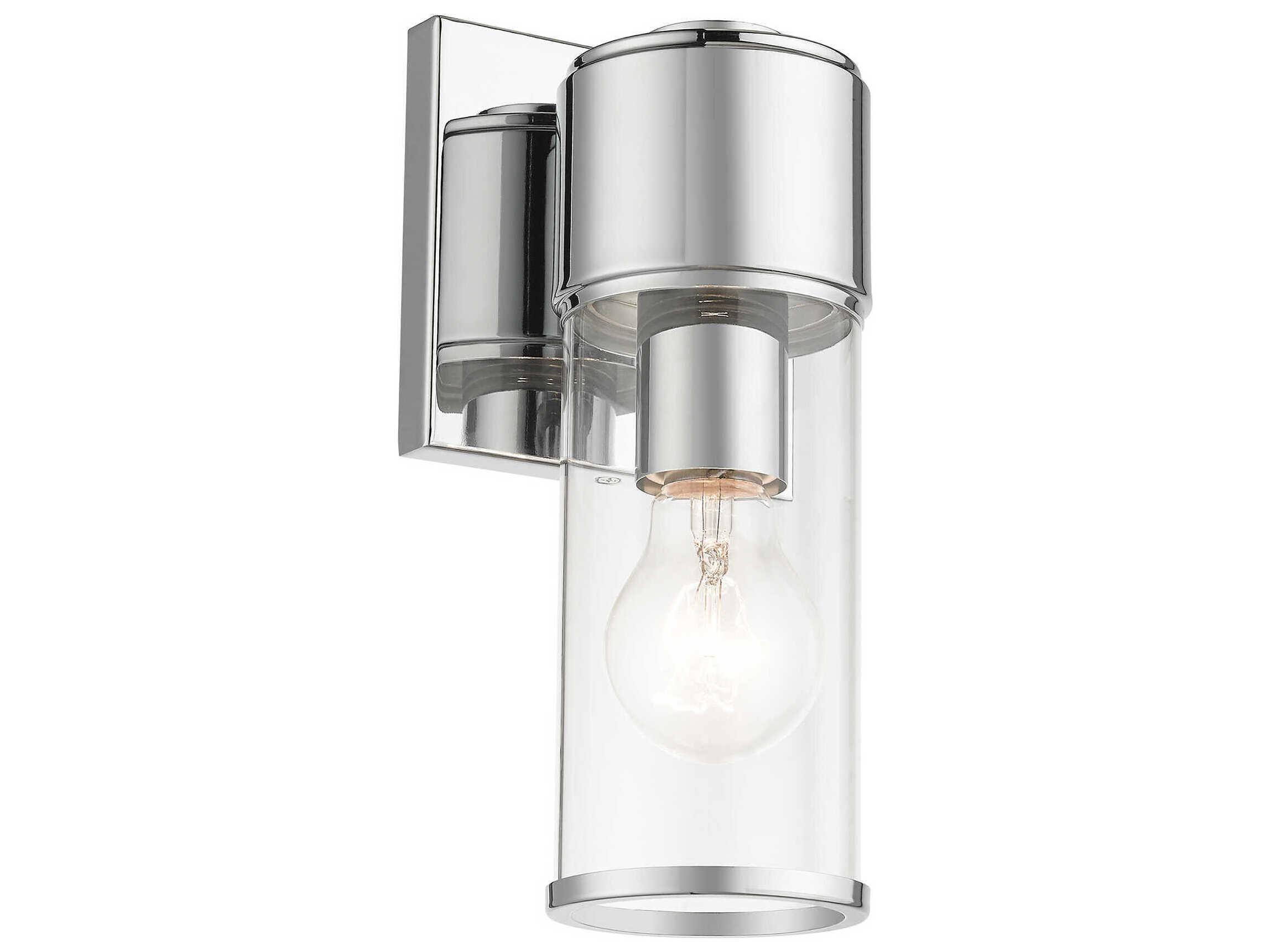 Livex Lighting Quincy 1-Light Polished Chrome Glass Wall Sconce