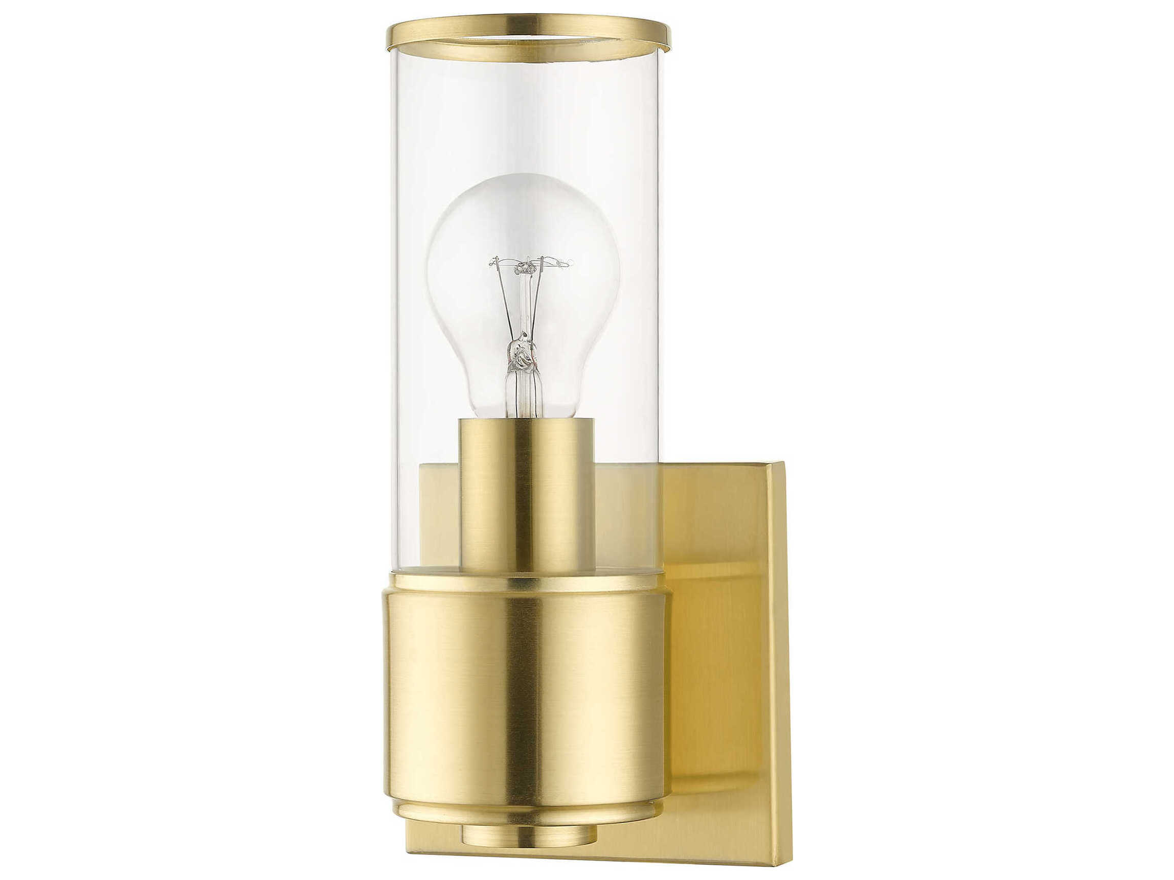 Livex Lighting Quincy 1-Light Satin Brass Glass Wall Sconce