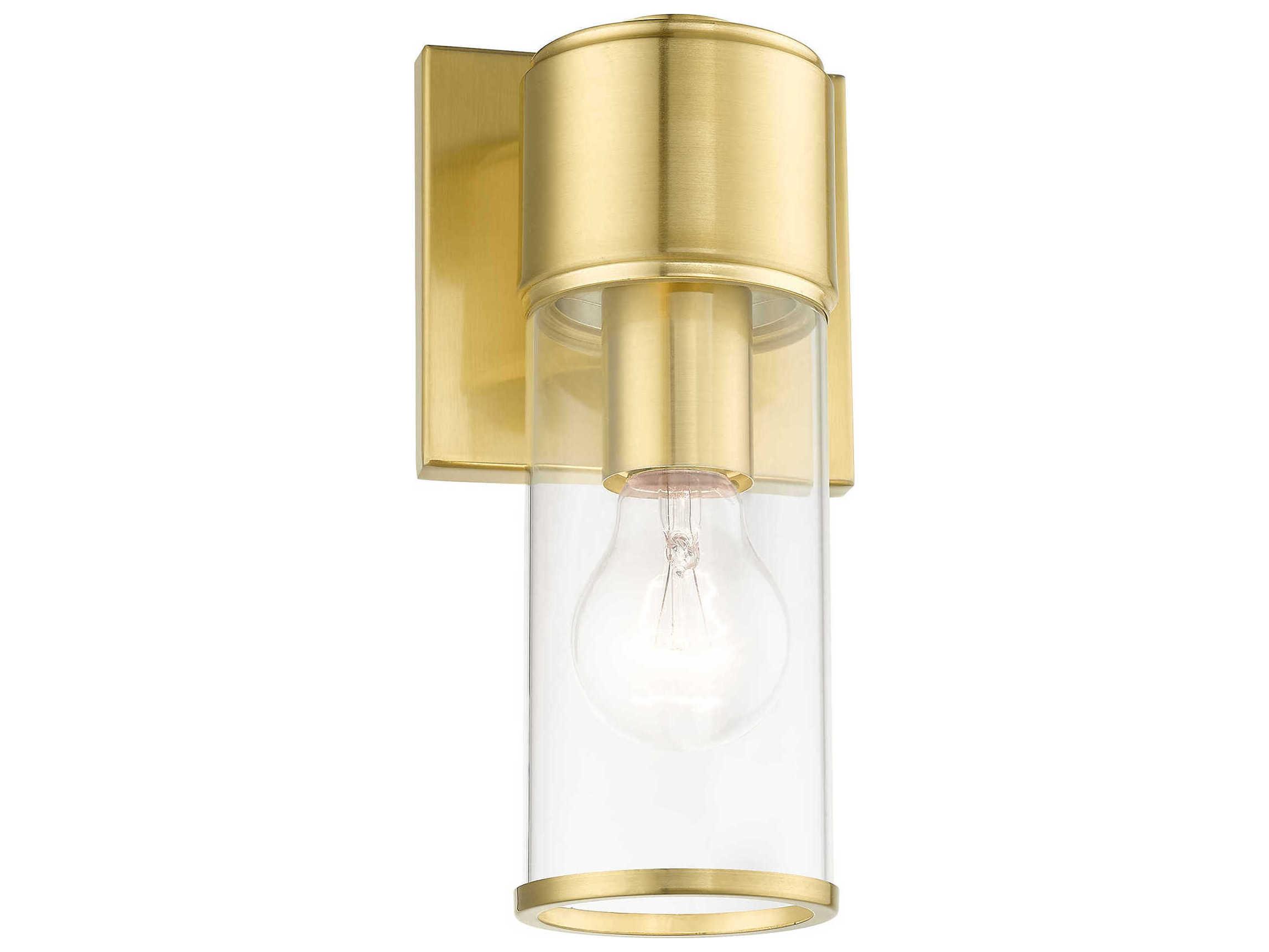 Livex Lighting Quincy 1-Light Satin Brass Glass Wall Sconce