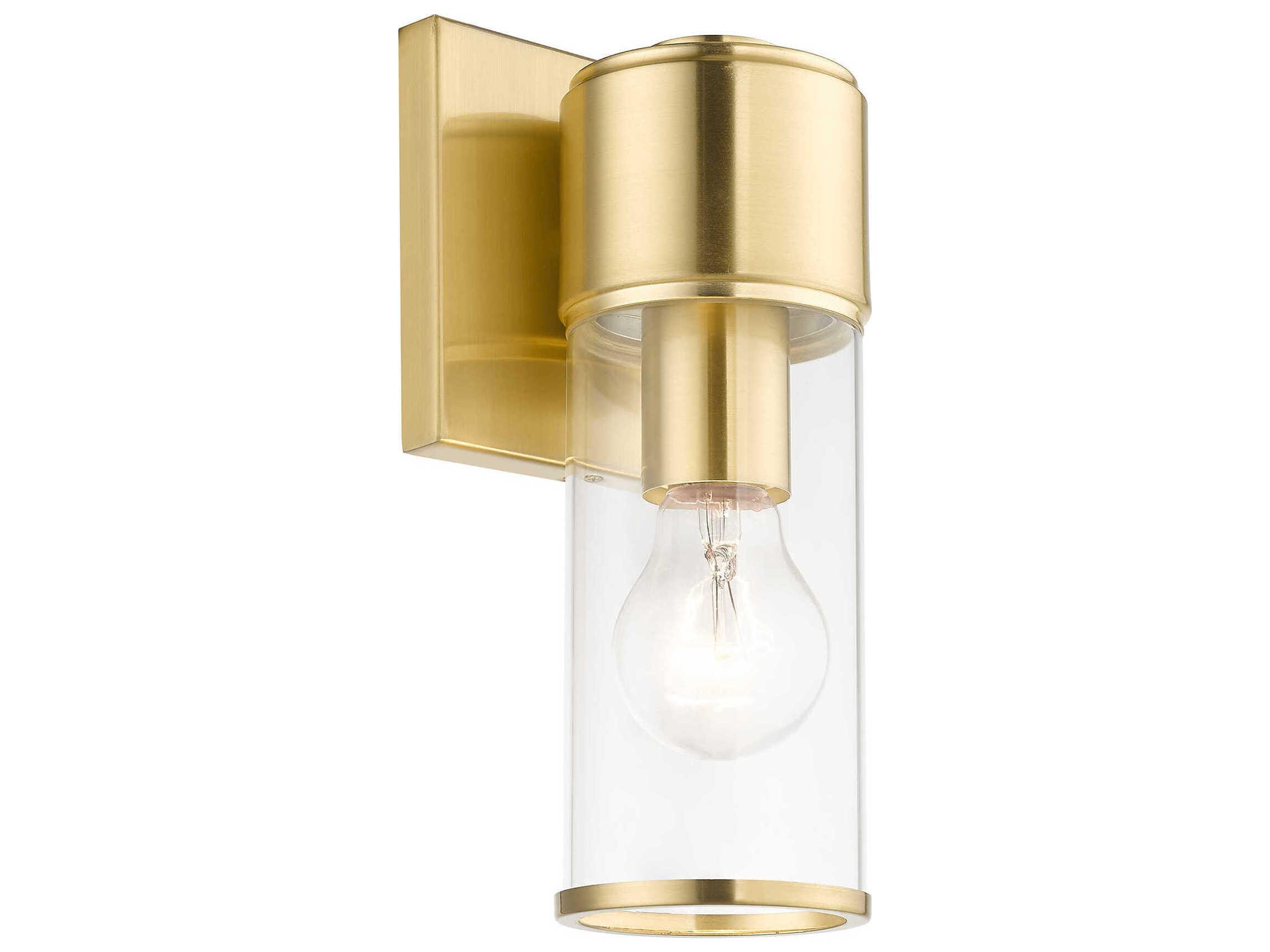 Livex Lighting Quincy 1-Light Satin Brass Glass Wall Sconce