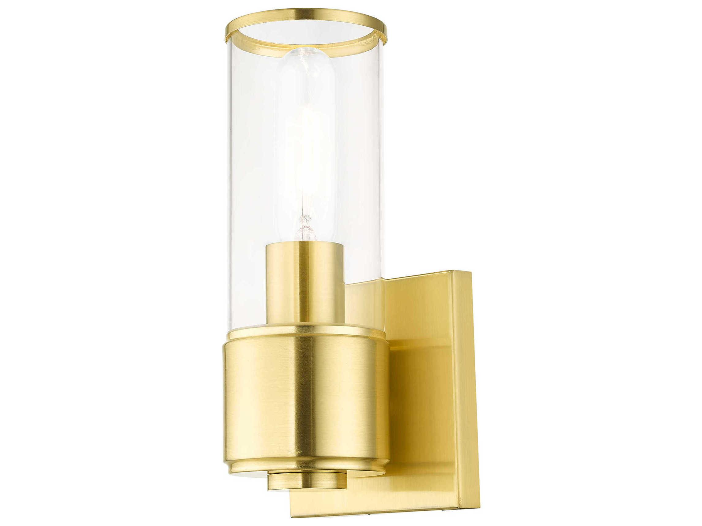 Livex Lighting Quincy 1-Light Satin Brass Glass Wall Sconce