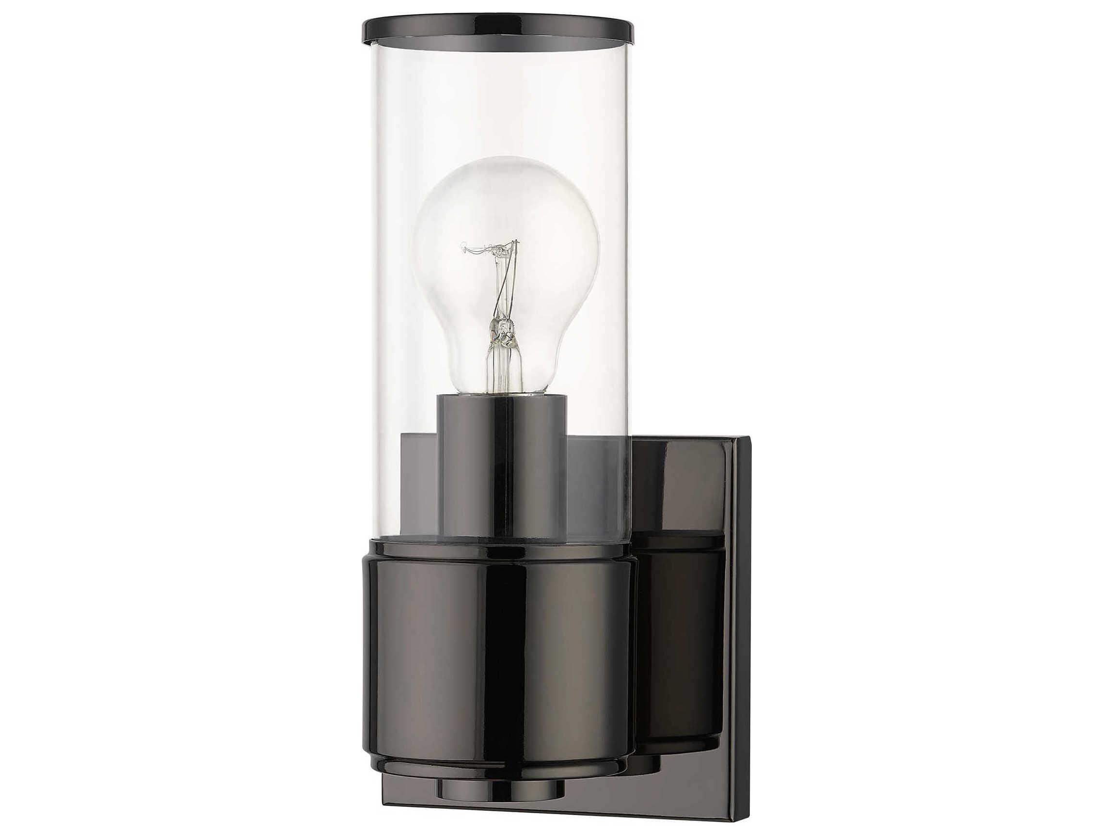 Livex Lighting Quincy 1-Light Black Chrome Glass Wall Sconce