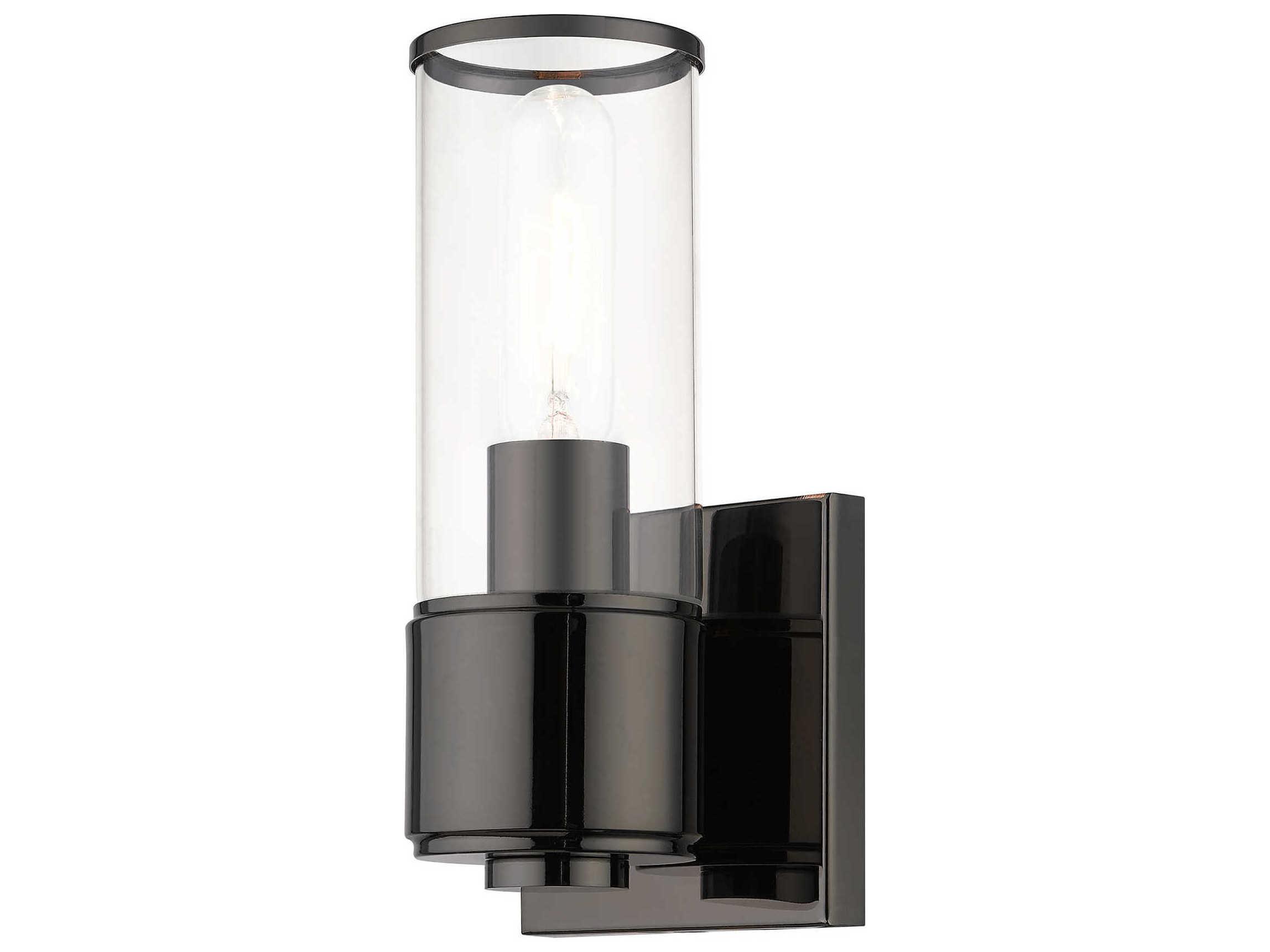 Livex Lighting Quincy 1-Light Black Chrome Glass Wall Sconce