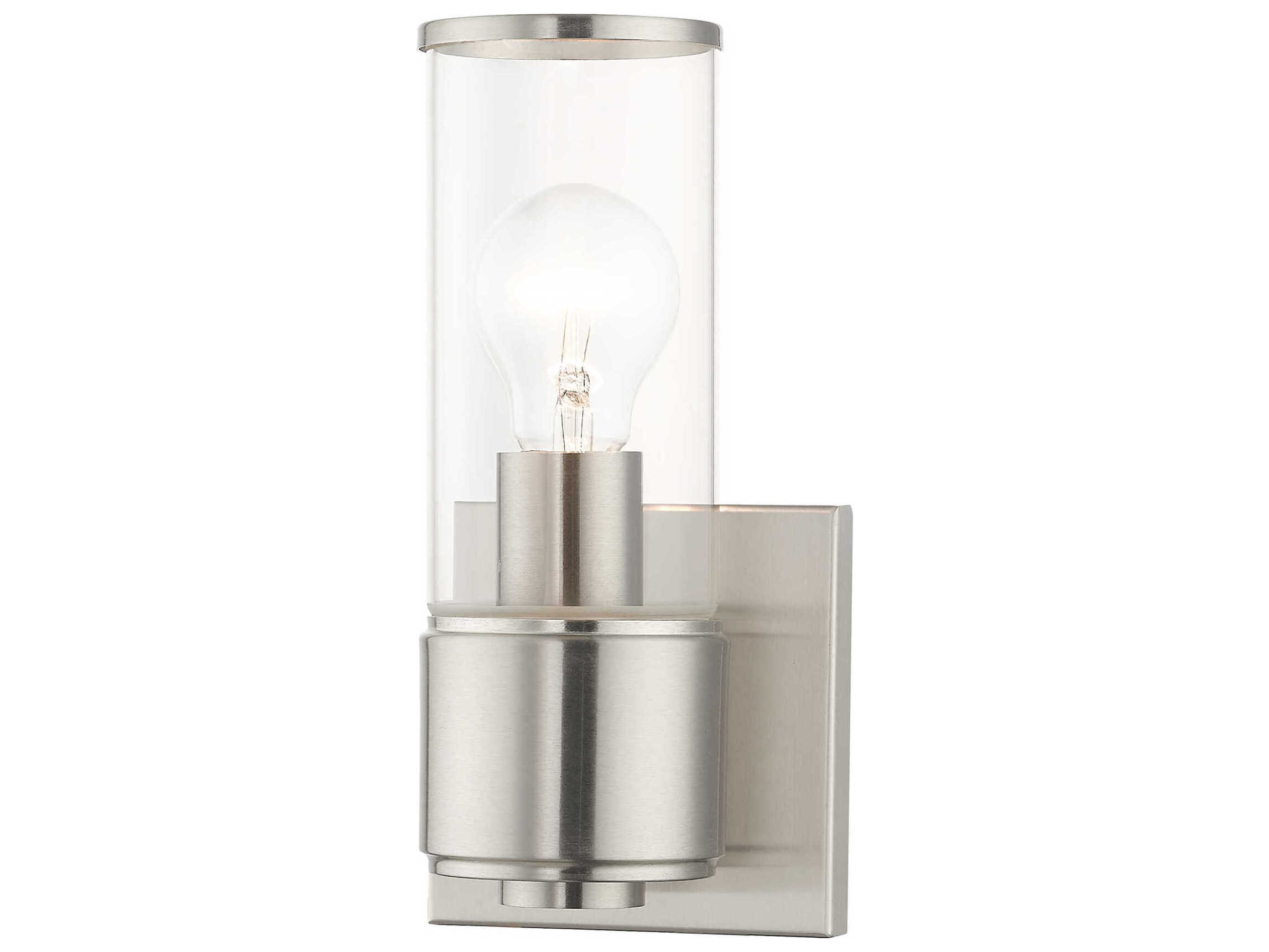 Livex Lighting Quincy 1-Light Brushed Nickel Glass Wall Sconce
