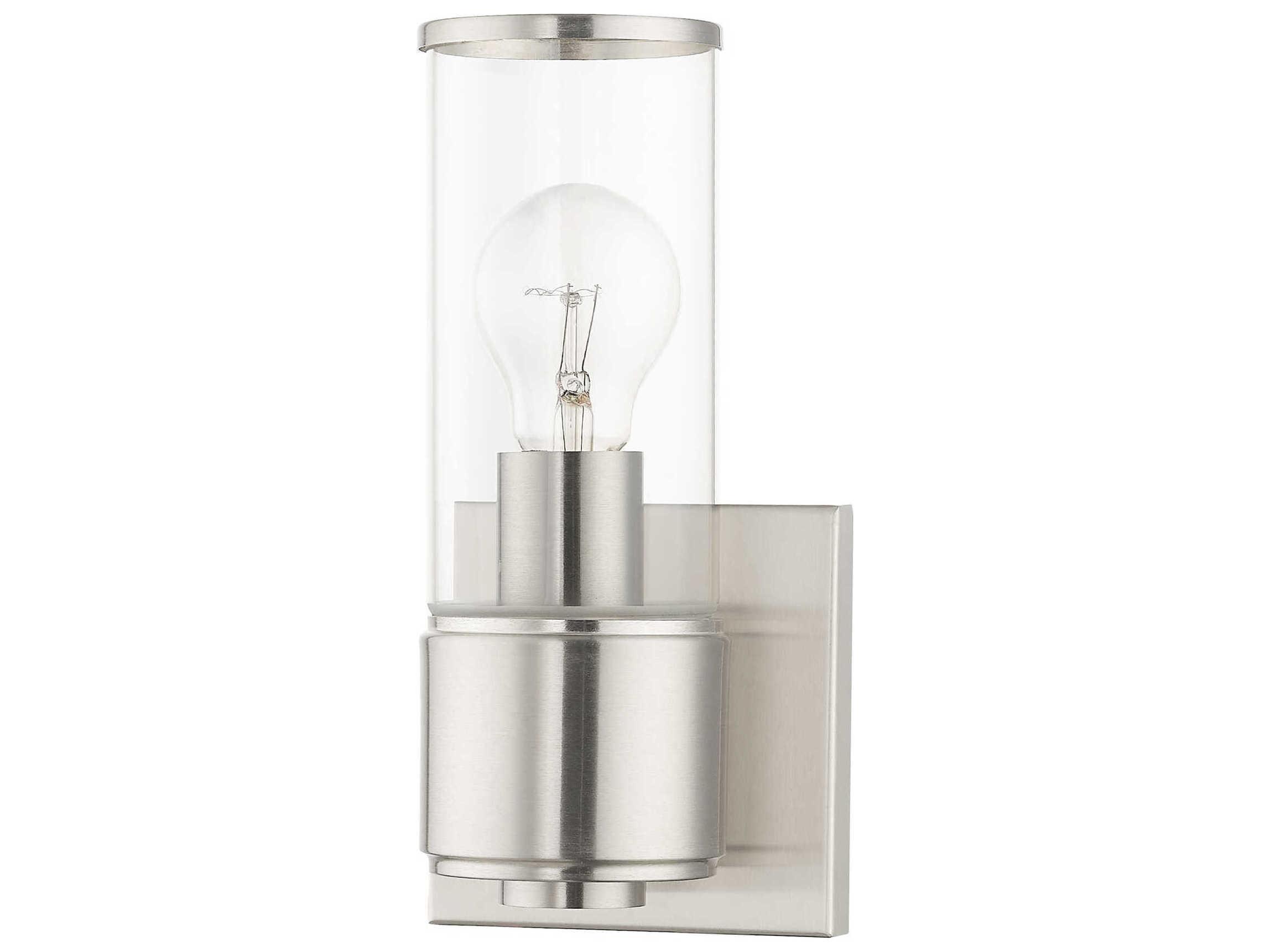 Livex Lighting Quincy 1-Light Brushed Nickel Glass Wall Sconce