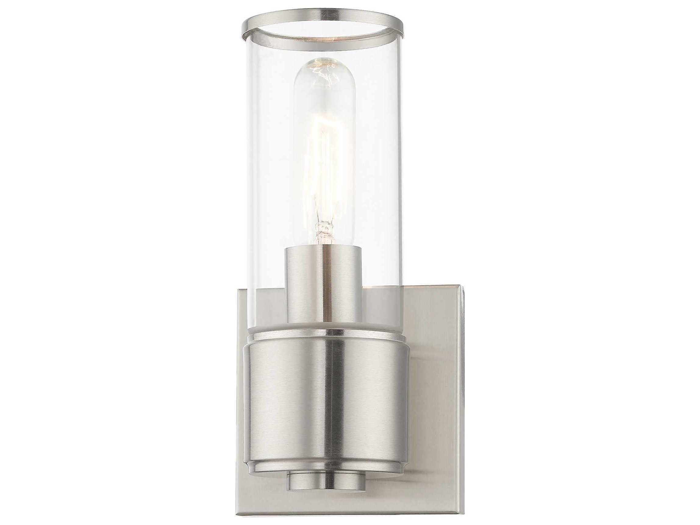 Livex Lighting Quincy 1-Light Brushed Nickel Glass Wall Sconce
