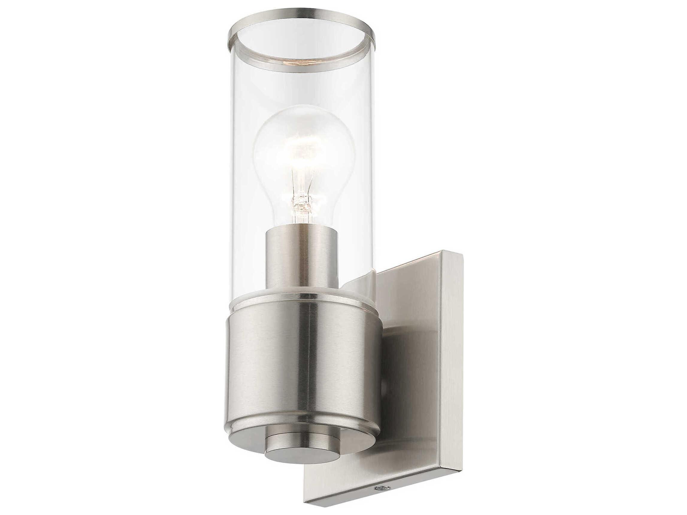 Livex Lighting Quincy 1-Light Brushed Nickel Glass Wall Sconce