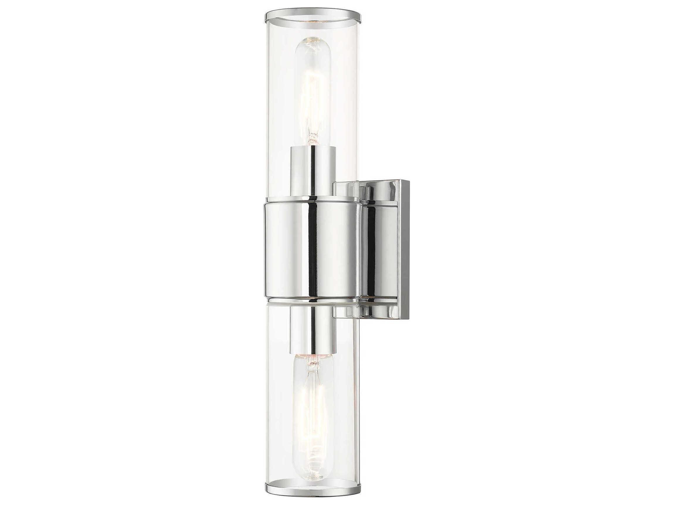 Livex Lighting Quincy 2-Light Polished Chrome Glass Vanity Light
