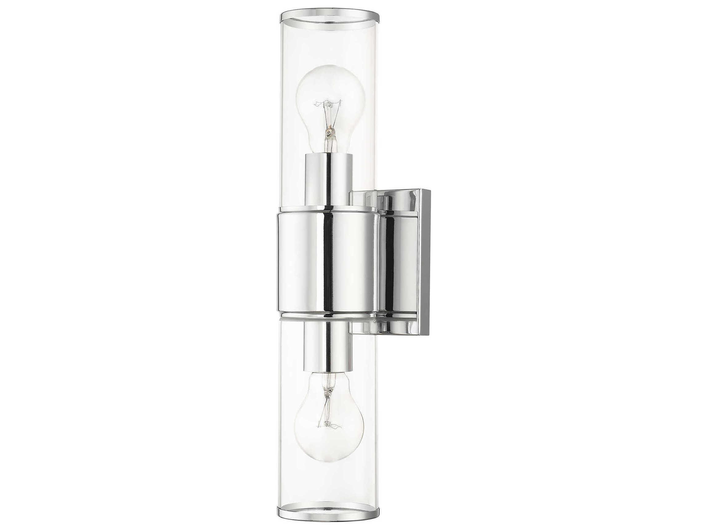 Livex Lighting Quincy 2-Light Polished Chrome Glass Vanity Light