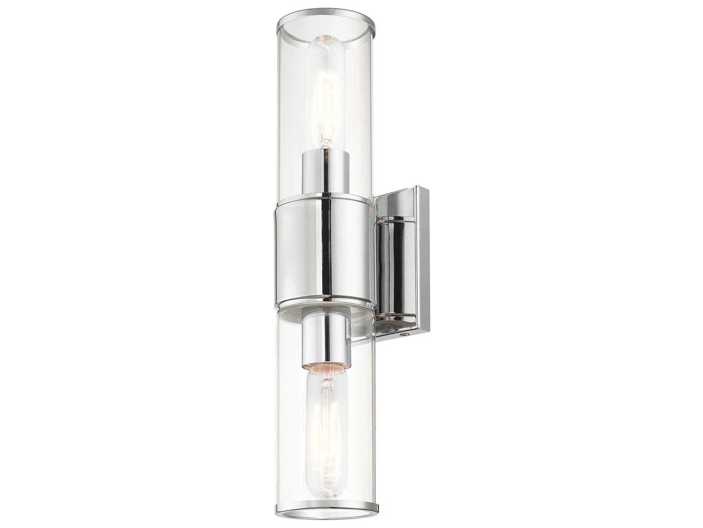 Livex Lighting Quincy 2-Light Polished Chrome Glass Vanity Light