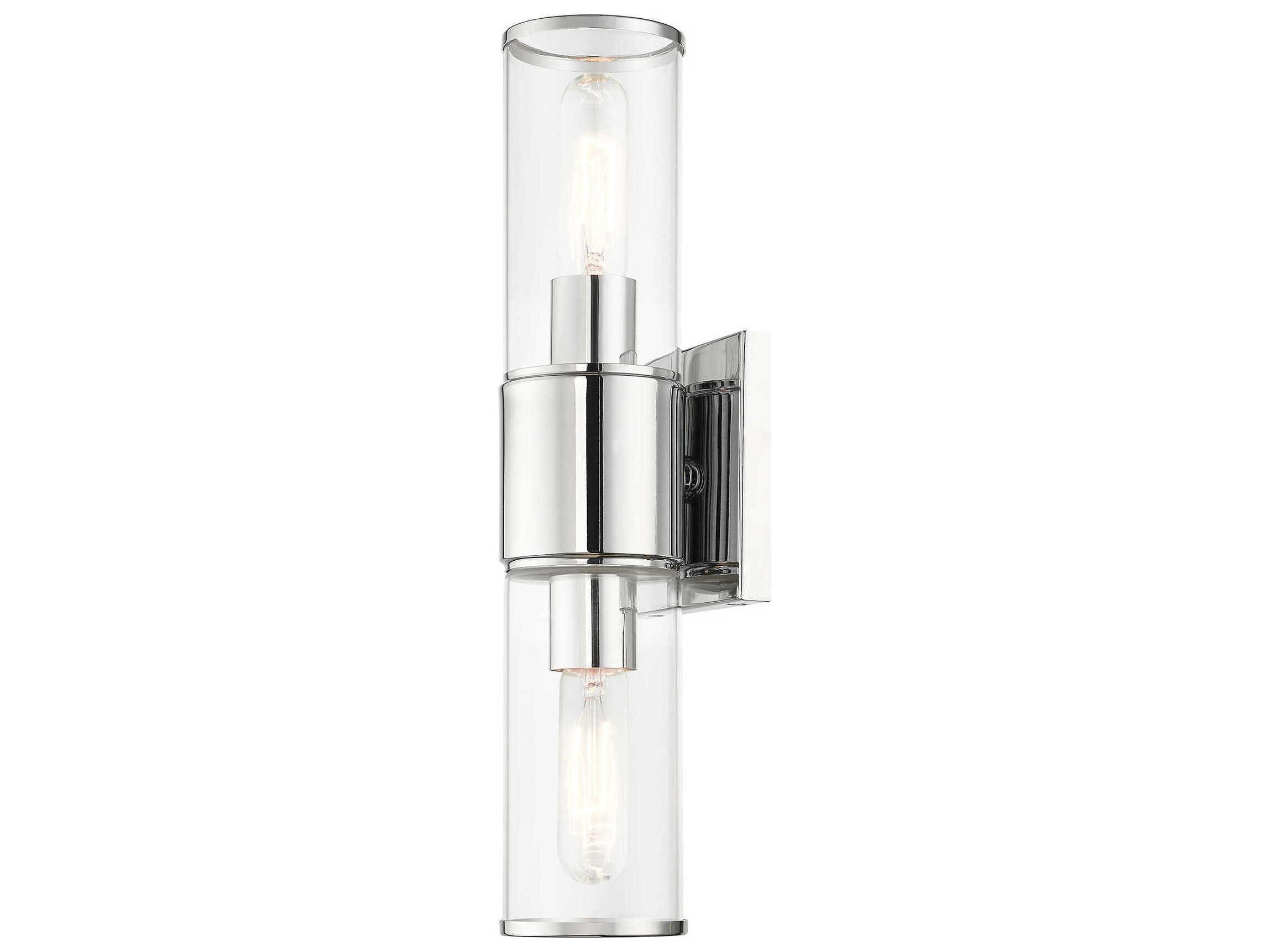 Livex Lighting Quincy 2-Light Polished Chrome Glass Vanity Light
