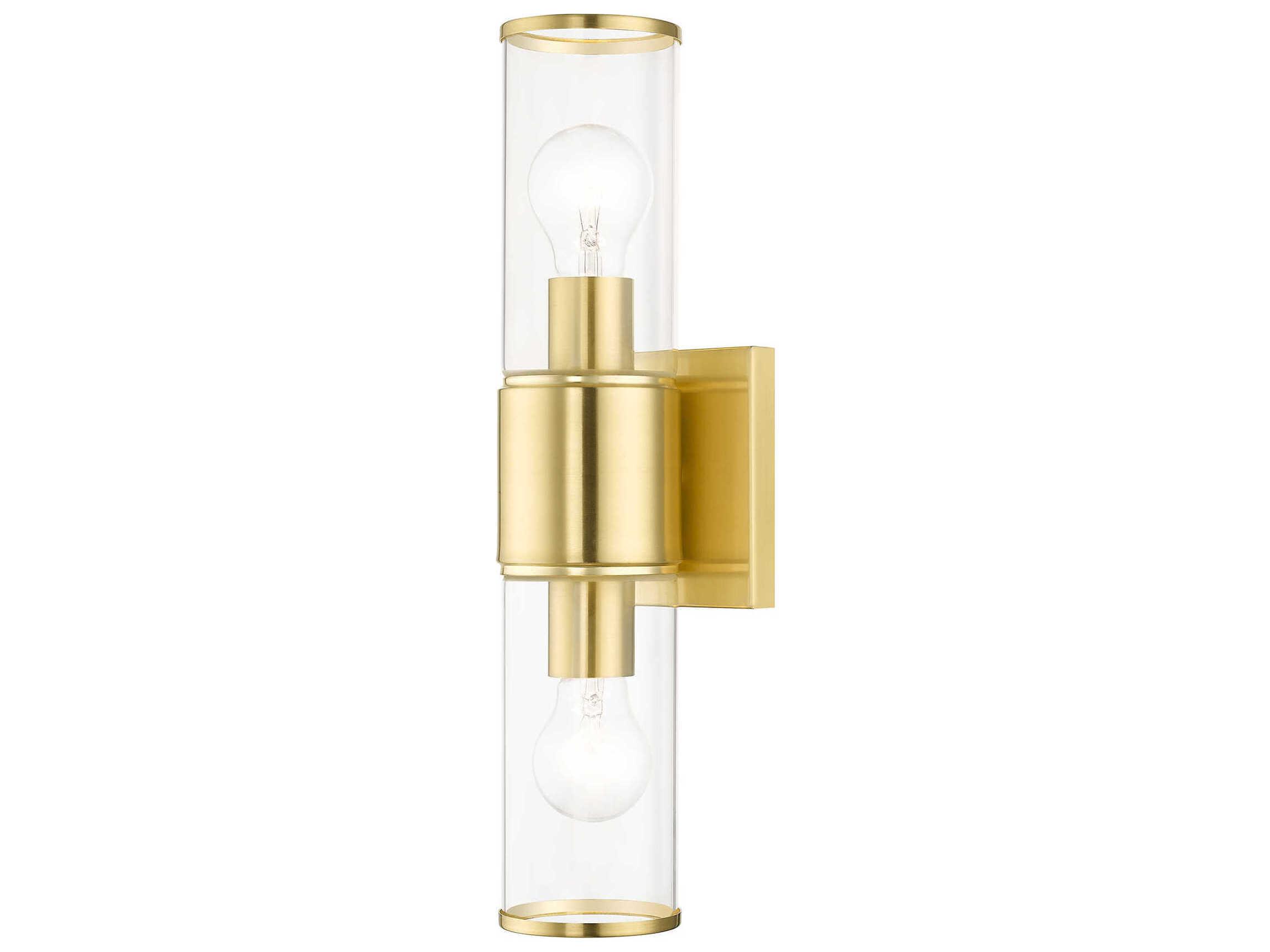 Livex Lighting Quincy 2-Light Satin Brass Glass Vanity Light