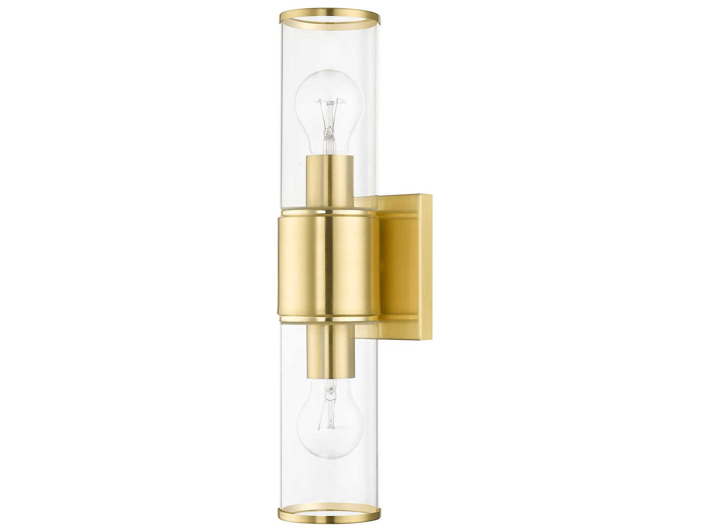 Livex Lighting Quincy 2-Light Satin Brass Glass Vanity Light