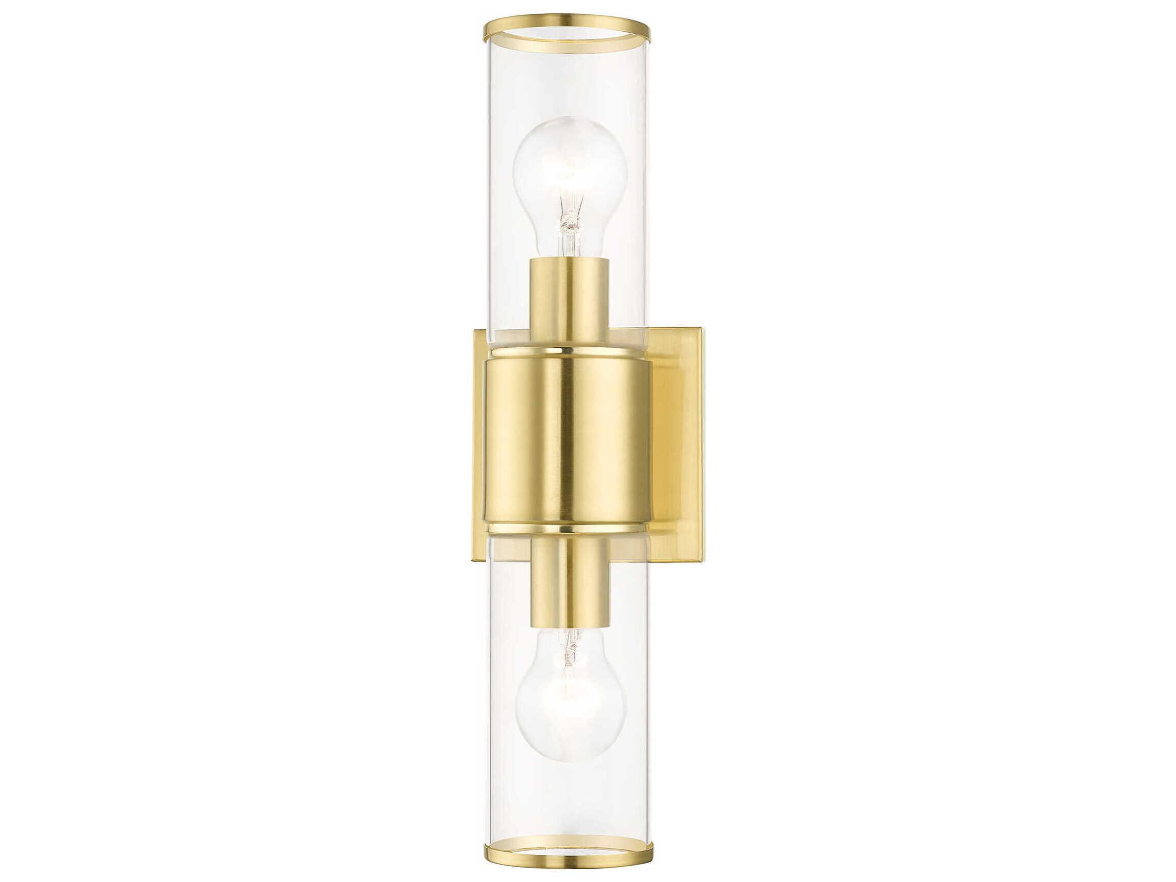 Livex Lighting Quincy 2-Light Satin Brass Glass Vanity Light