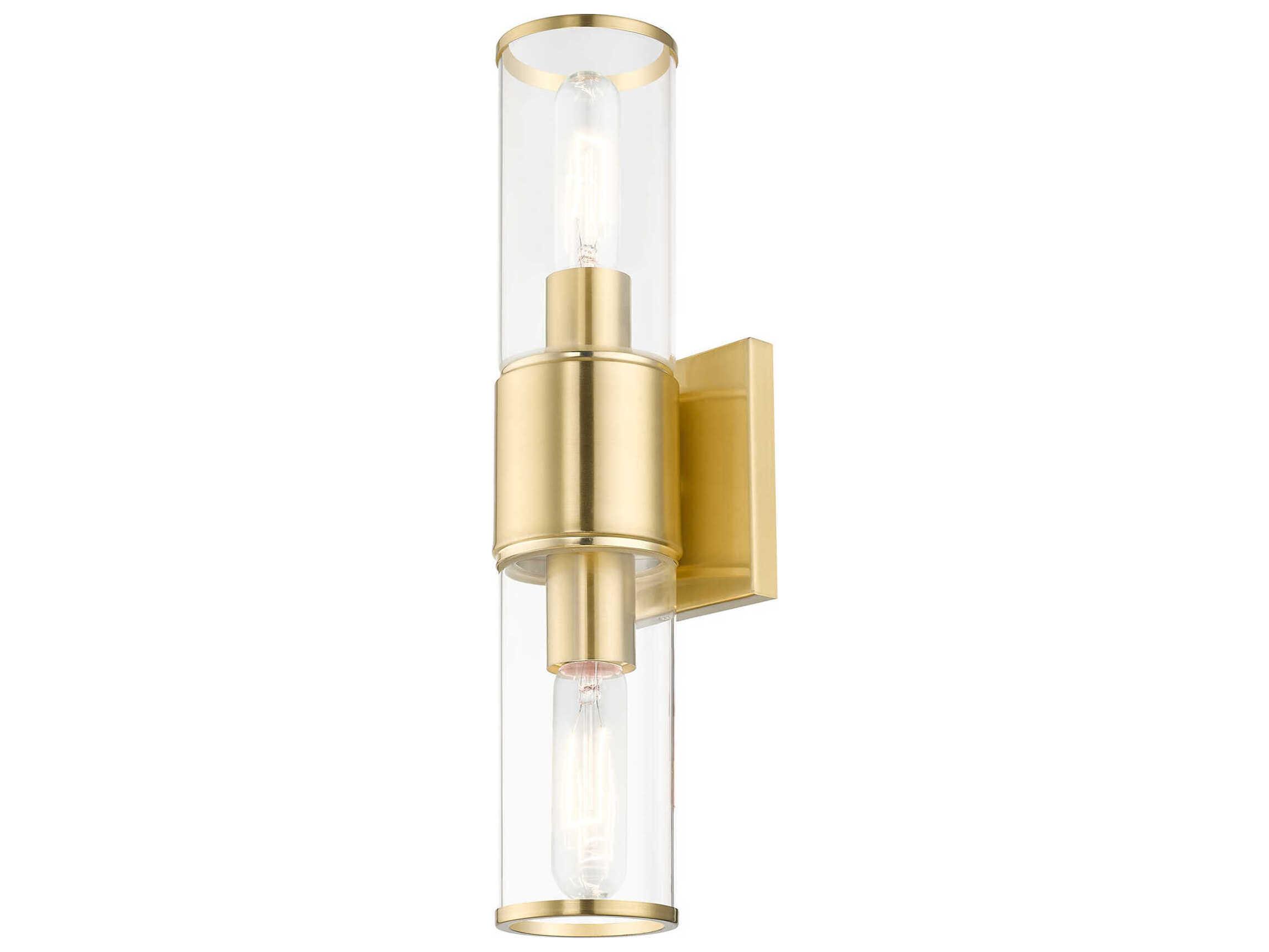 Livex Lighting Quincy 2-Light Satin Brass Glass Vanity Light