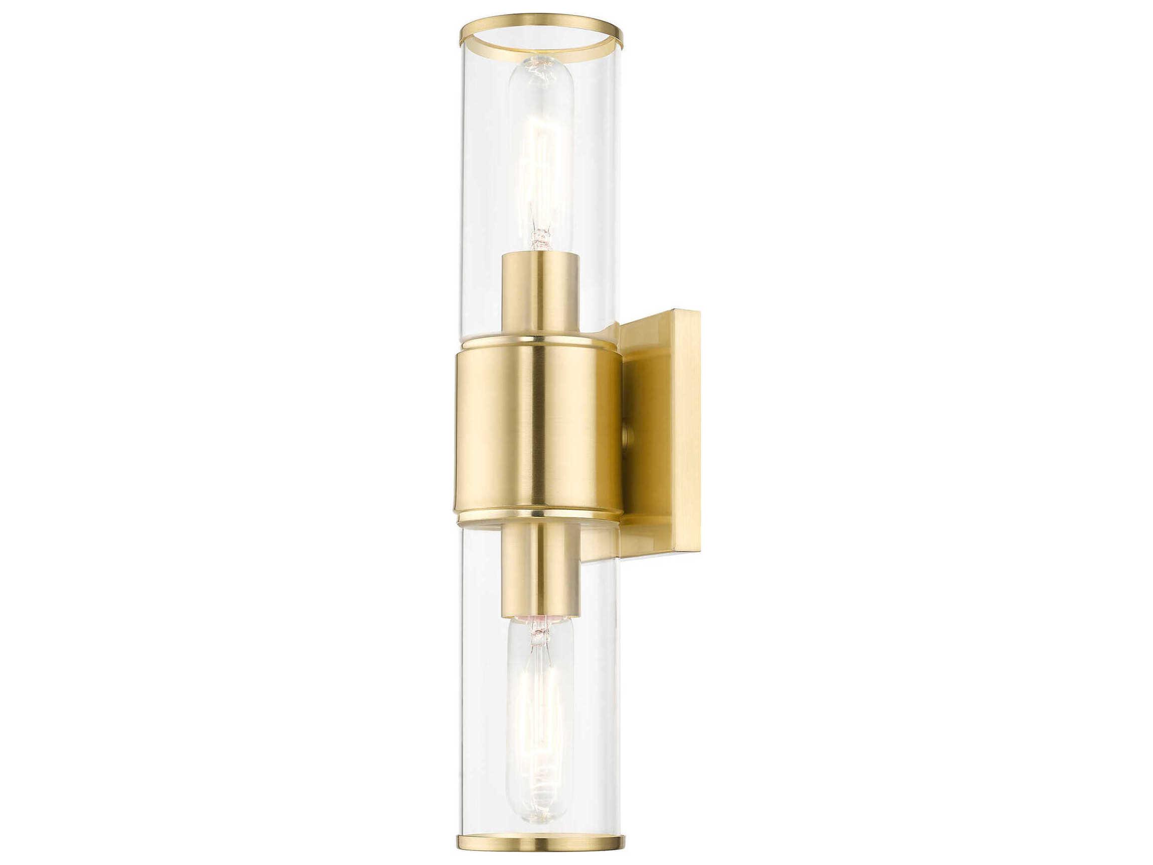 Livex Lighting Quincy 2-Light Satin Brass Glass Vanity Light