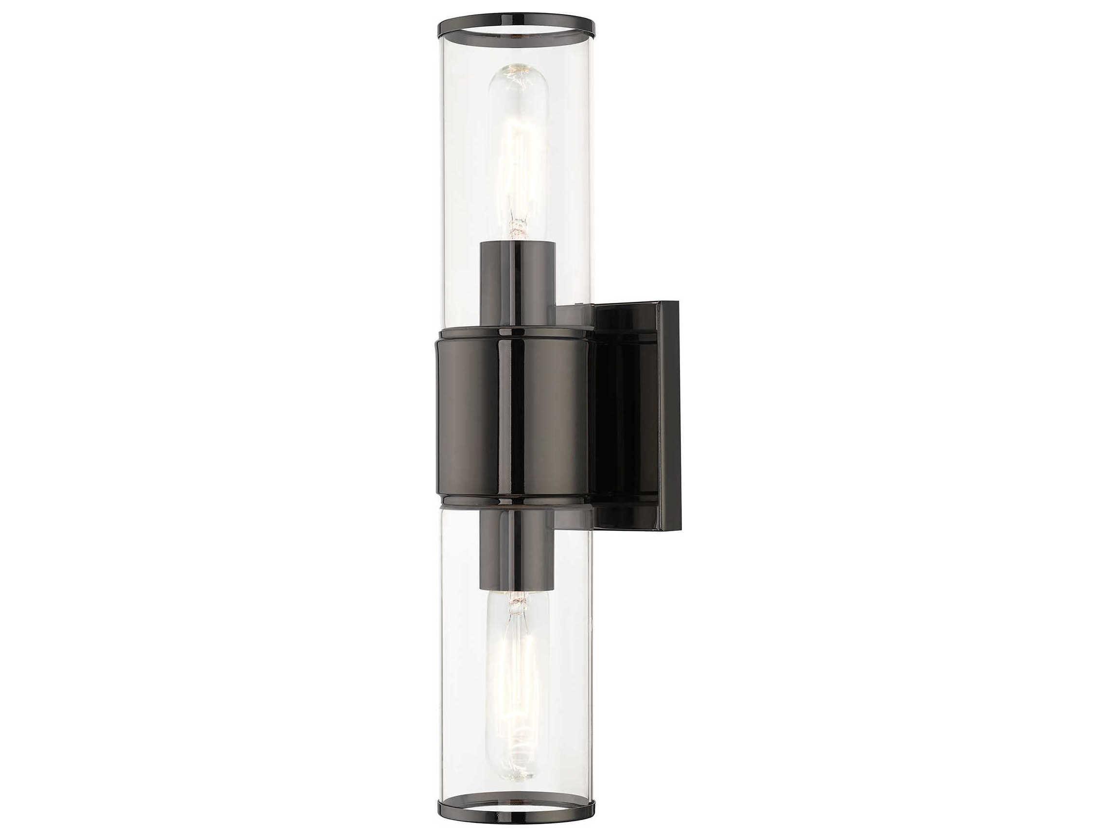 Livex Lighting Quincy 2-Light Black Chrome Glass Vanity Light