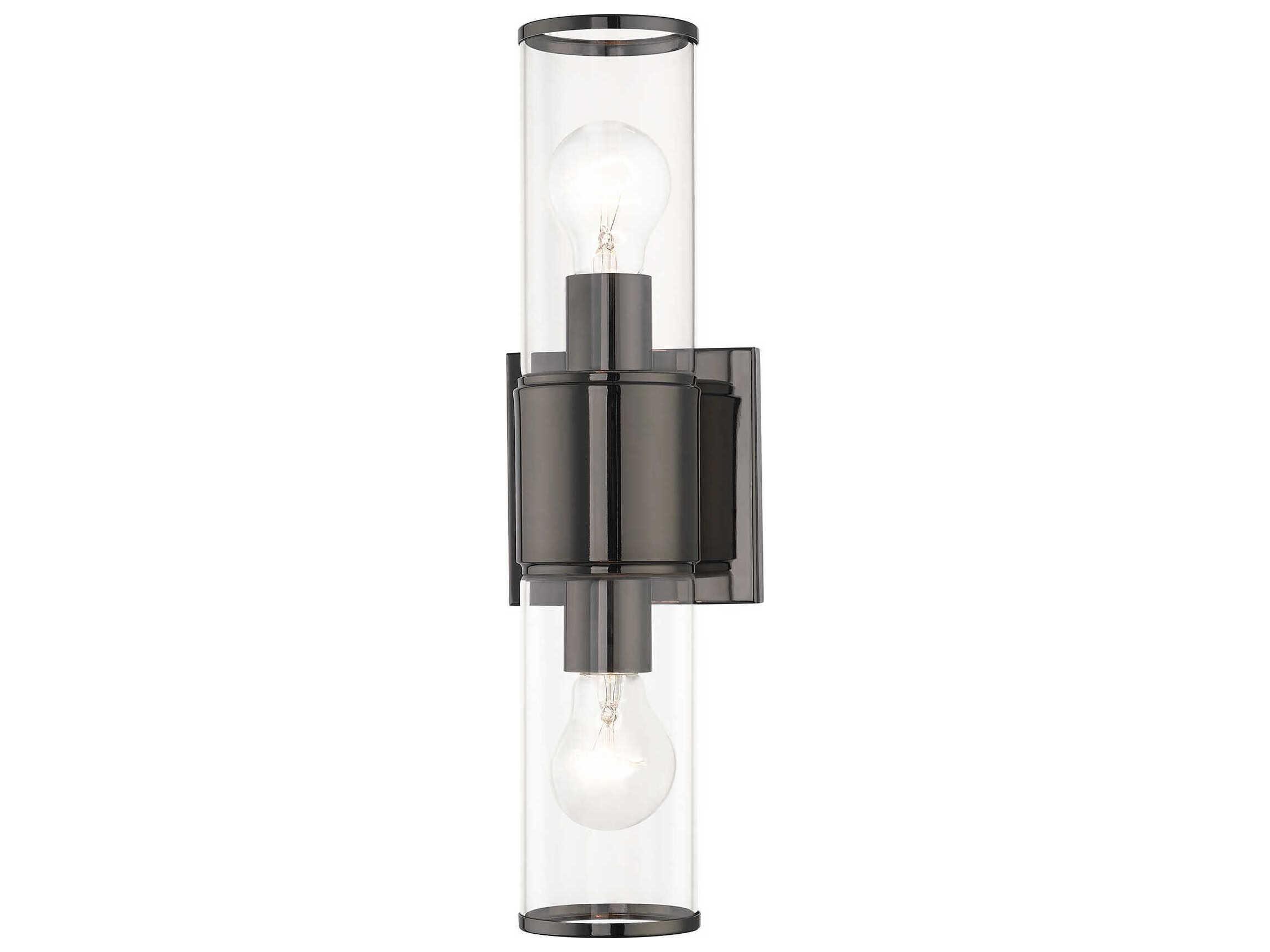 Livex Lighting Quincy 2-Light Black Chrome Glass Vanity Light