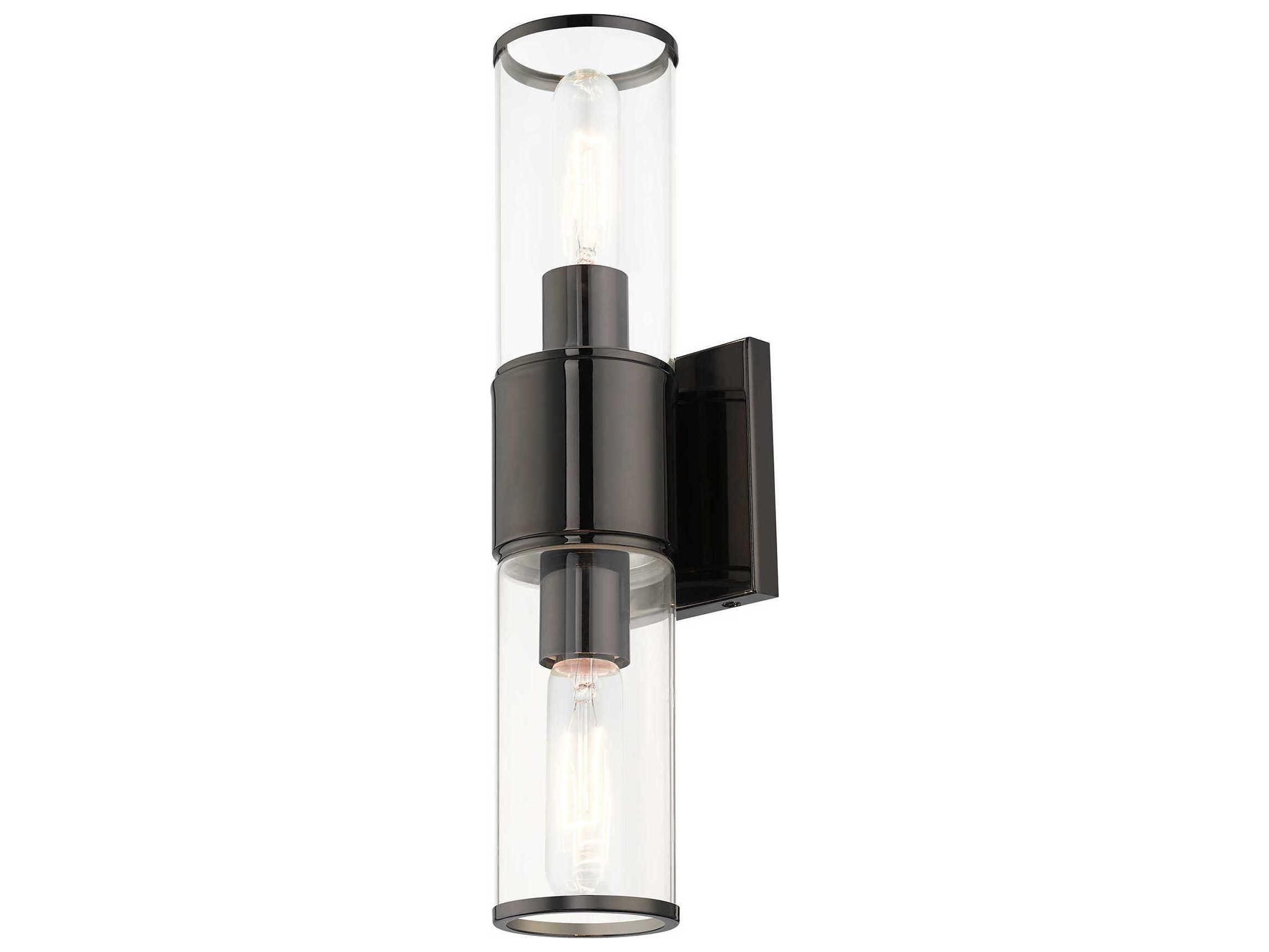 Livex Lighting Quincy 2-Light Black Chrome Glass Vanity Light